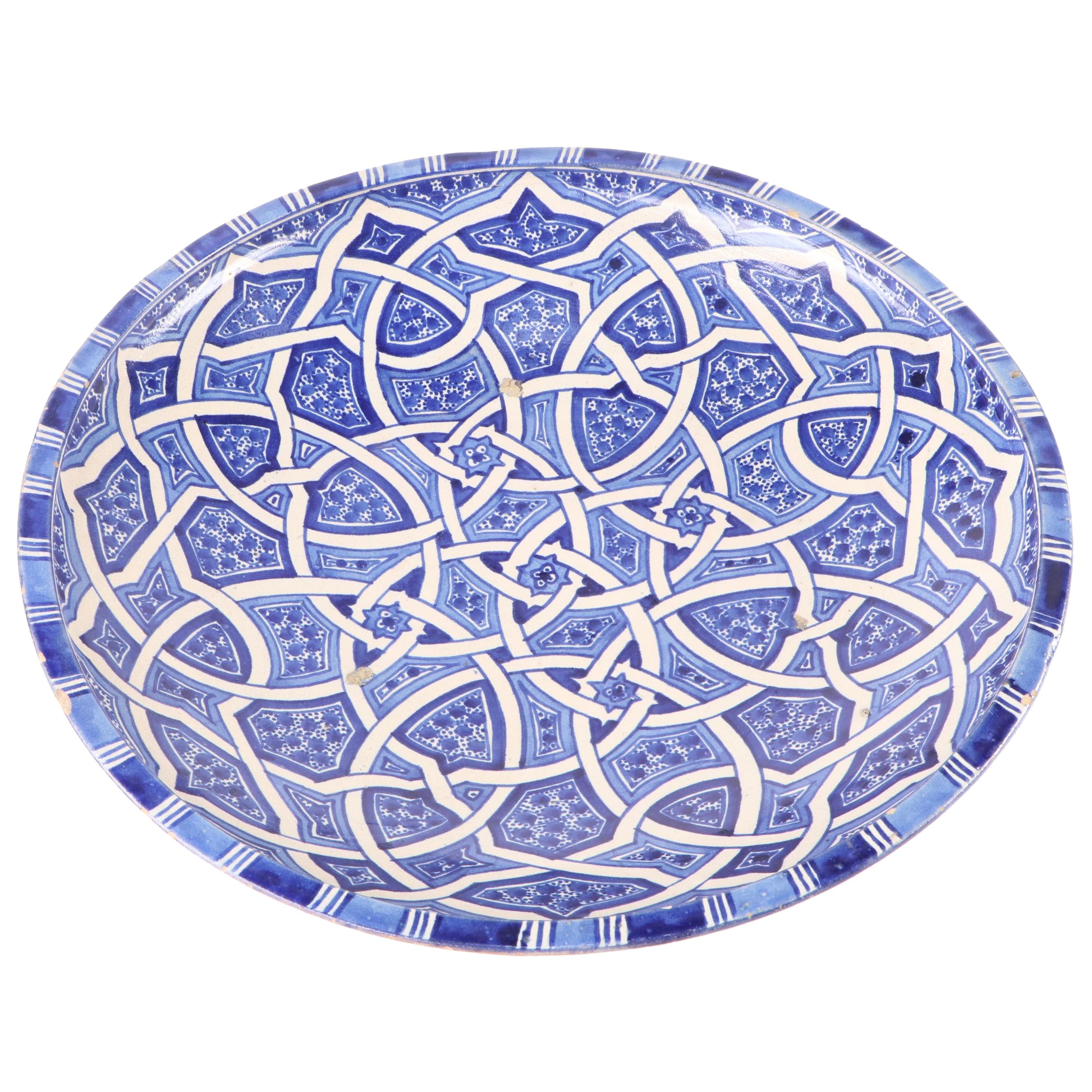 Blue and White Moroccan Style Ceramic Wall Hanging Plate EBTH