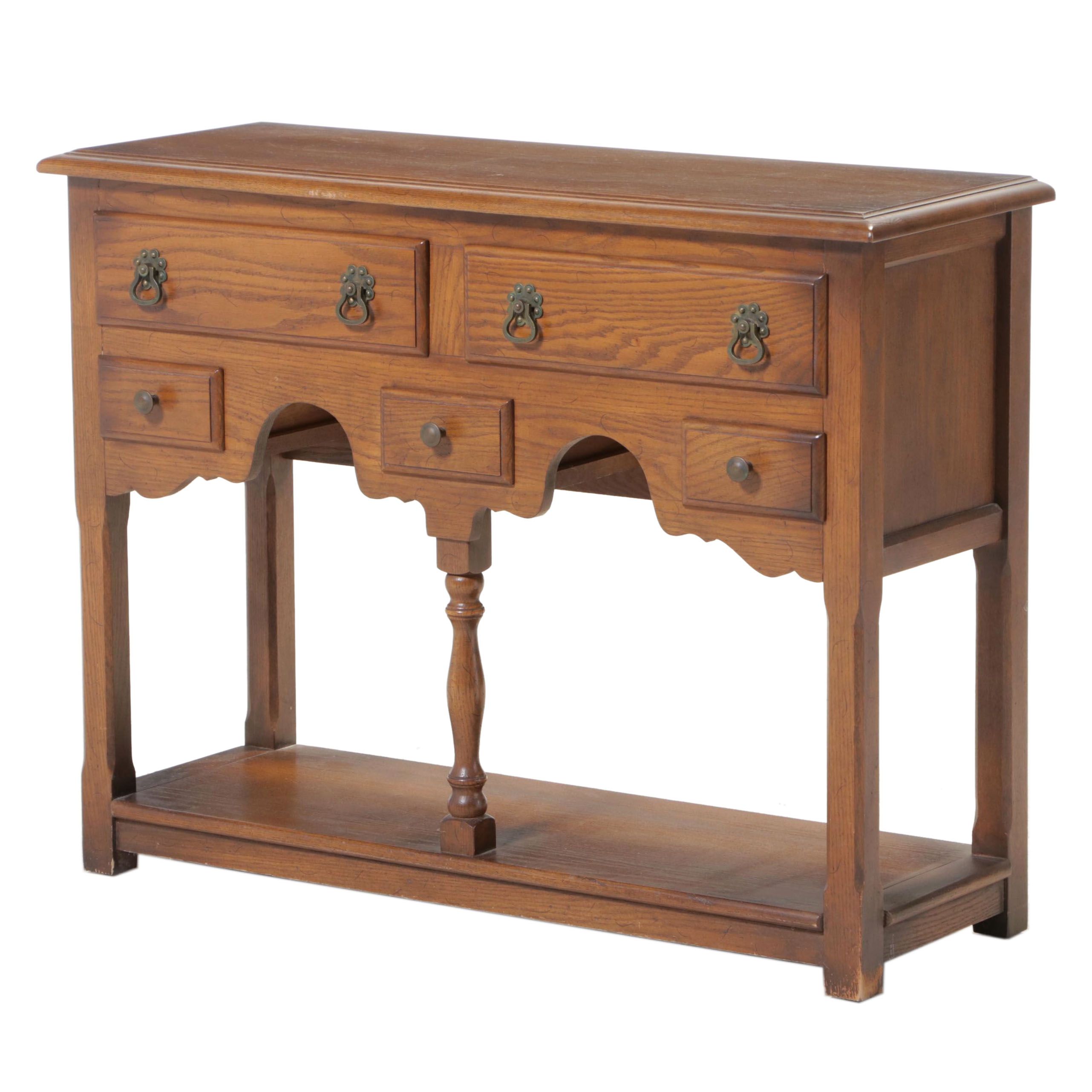 Conant Ball "Cotswold" Oak FiveDrawer Console Table, Late 20th Century