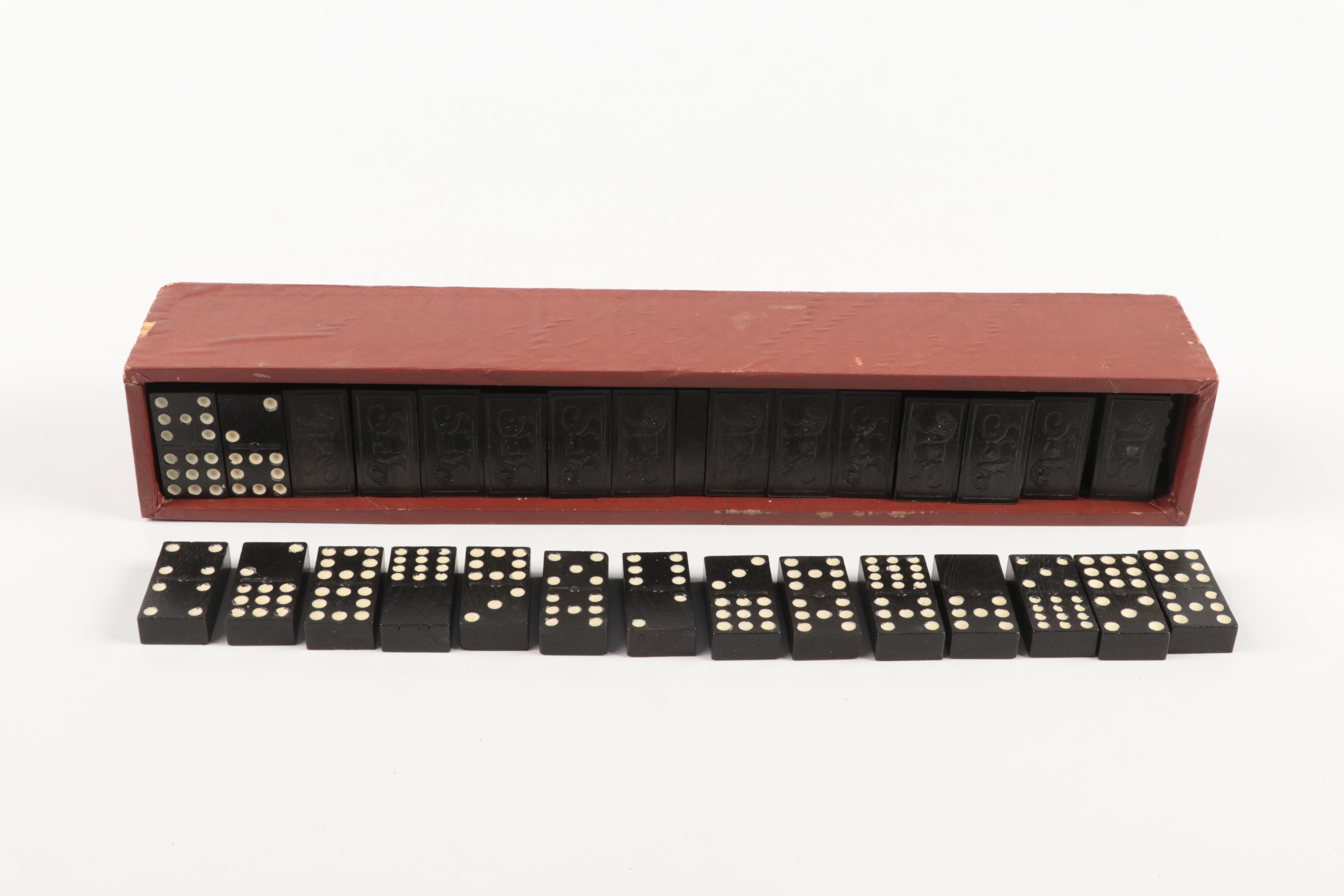 Embossing Company Double Twelve Lion Dominoes Set, Mid20th Century EBTH