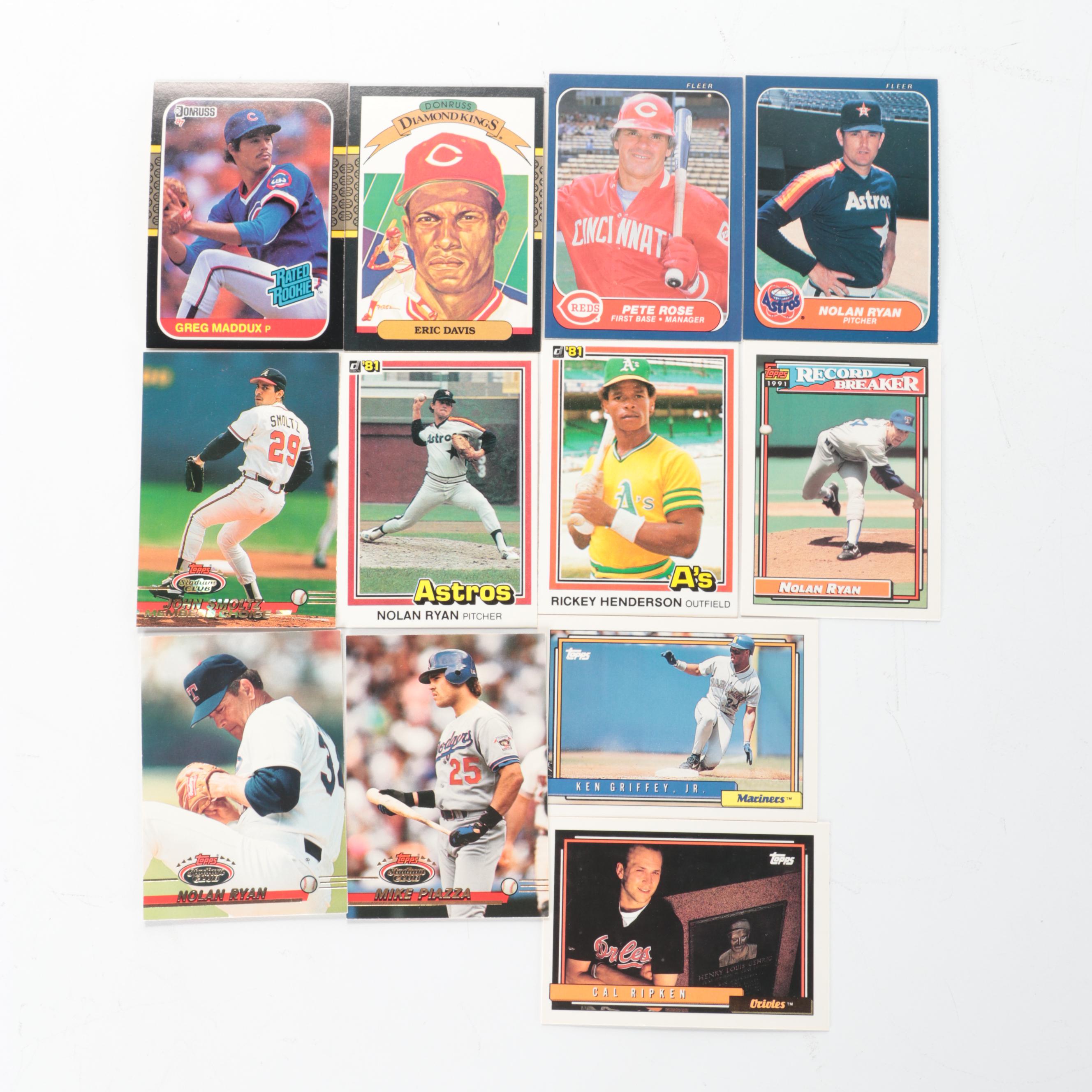 Upper Deck and Other Baseball Cards, Henderson, Ryan and More, 1980s
