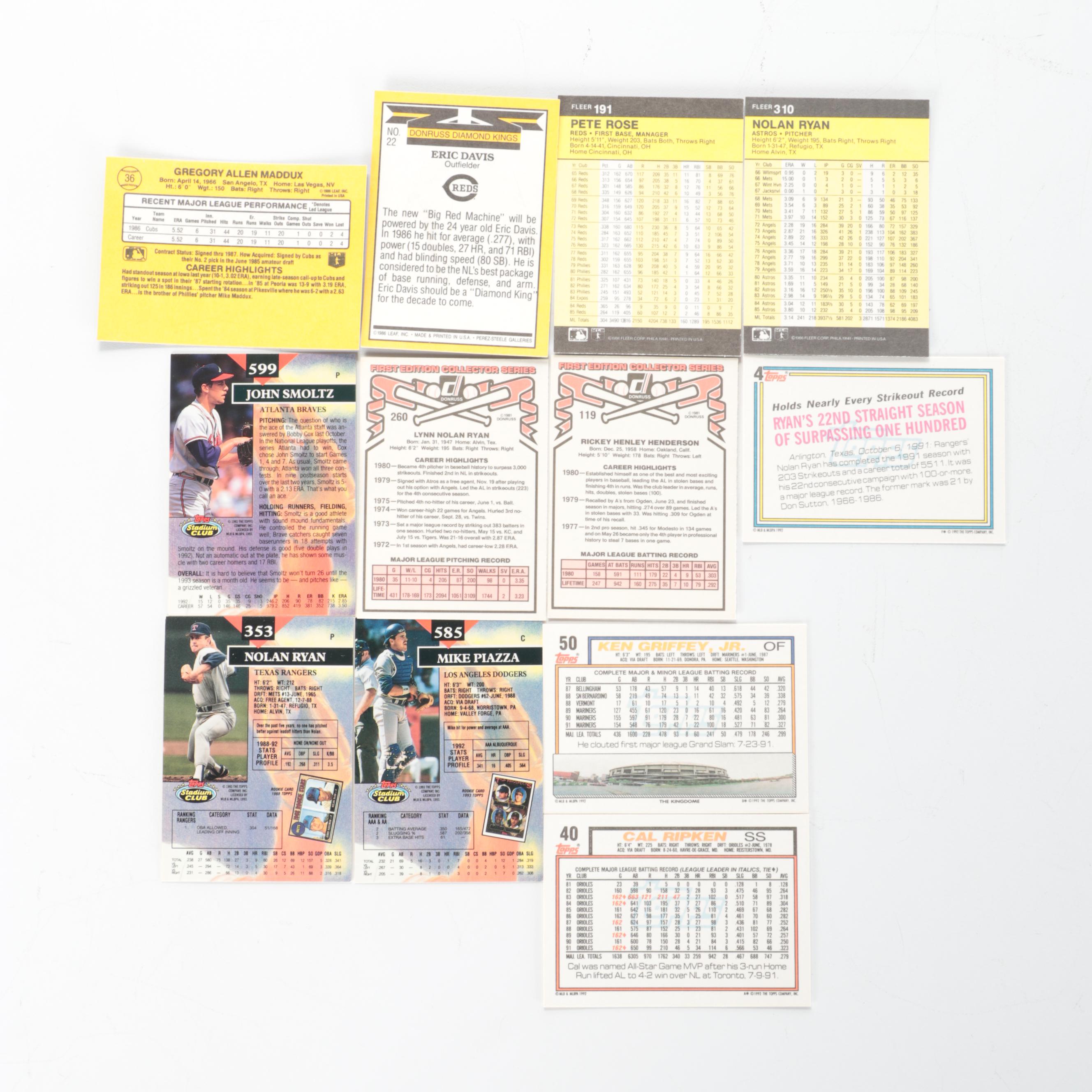 Upper Deck and Other Baseball Cards, Henderson, Ryan and More, 1980s