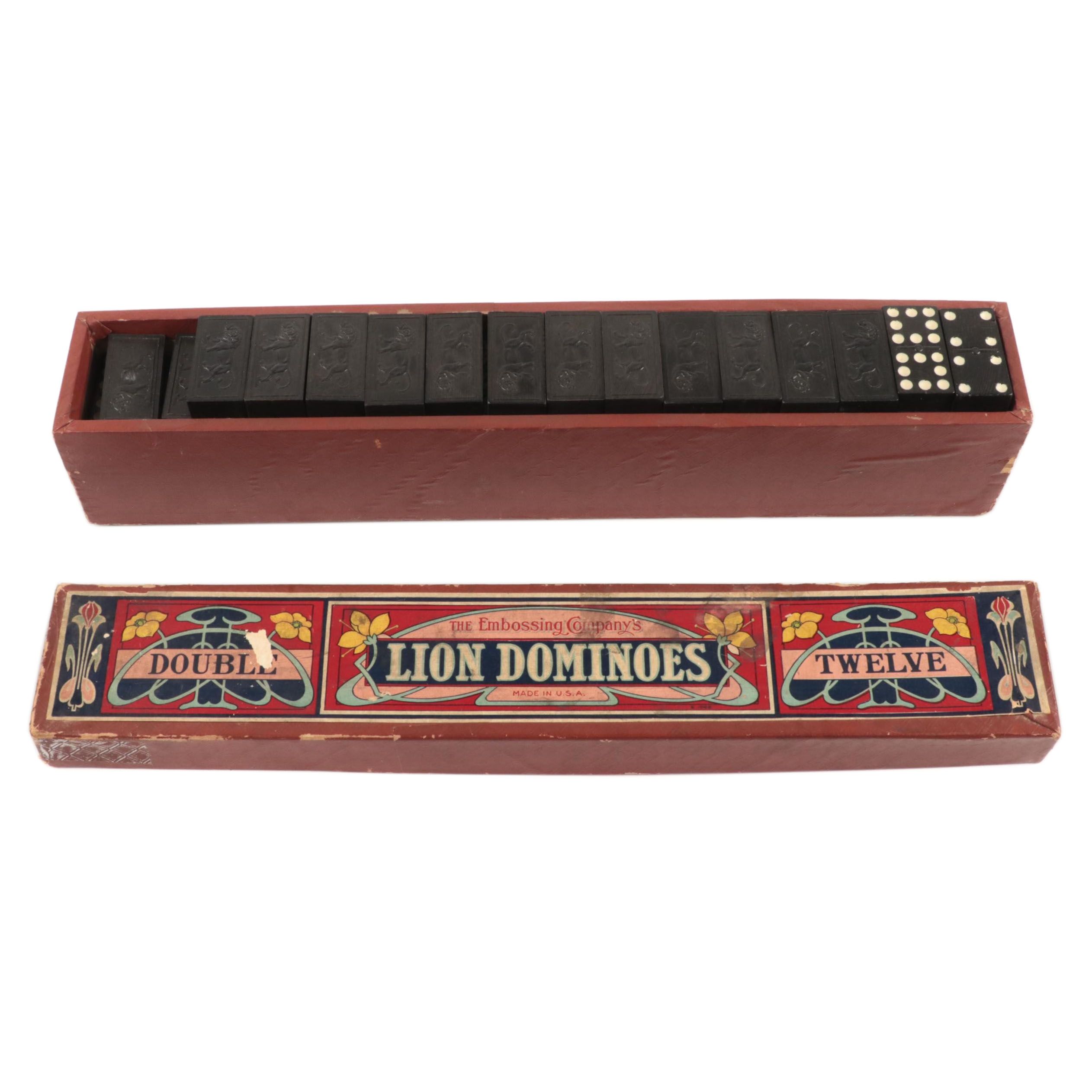 Embossing Company Double Twelve Lion Dominoes Set, Mid20th Century EBTH