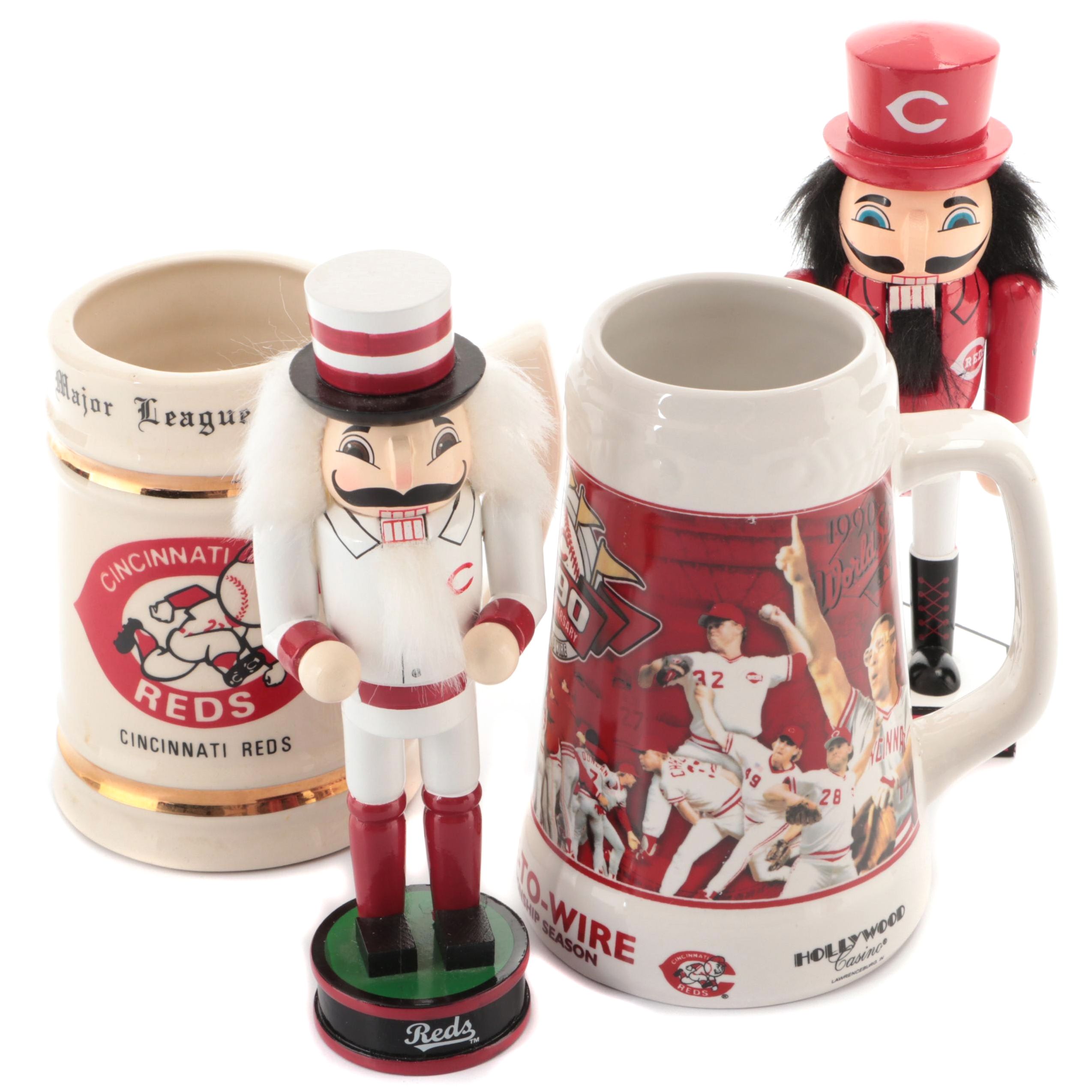 Cincinnati Reds Nutcrackers and Mugs EBTH