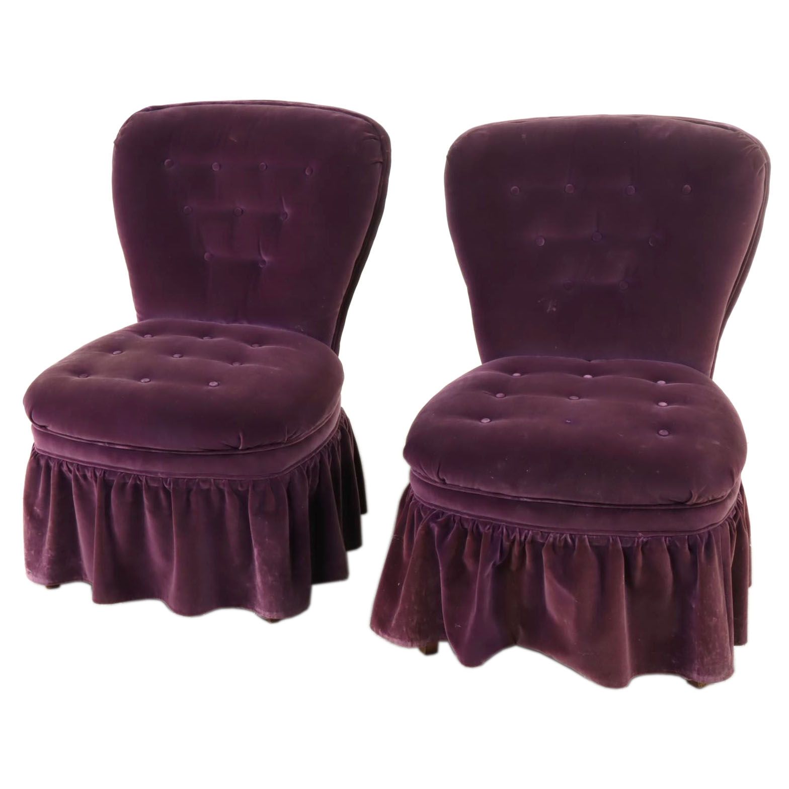 Pair of ButtonedDown Purple Velvet Side Chairs EBTH