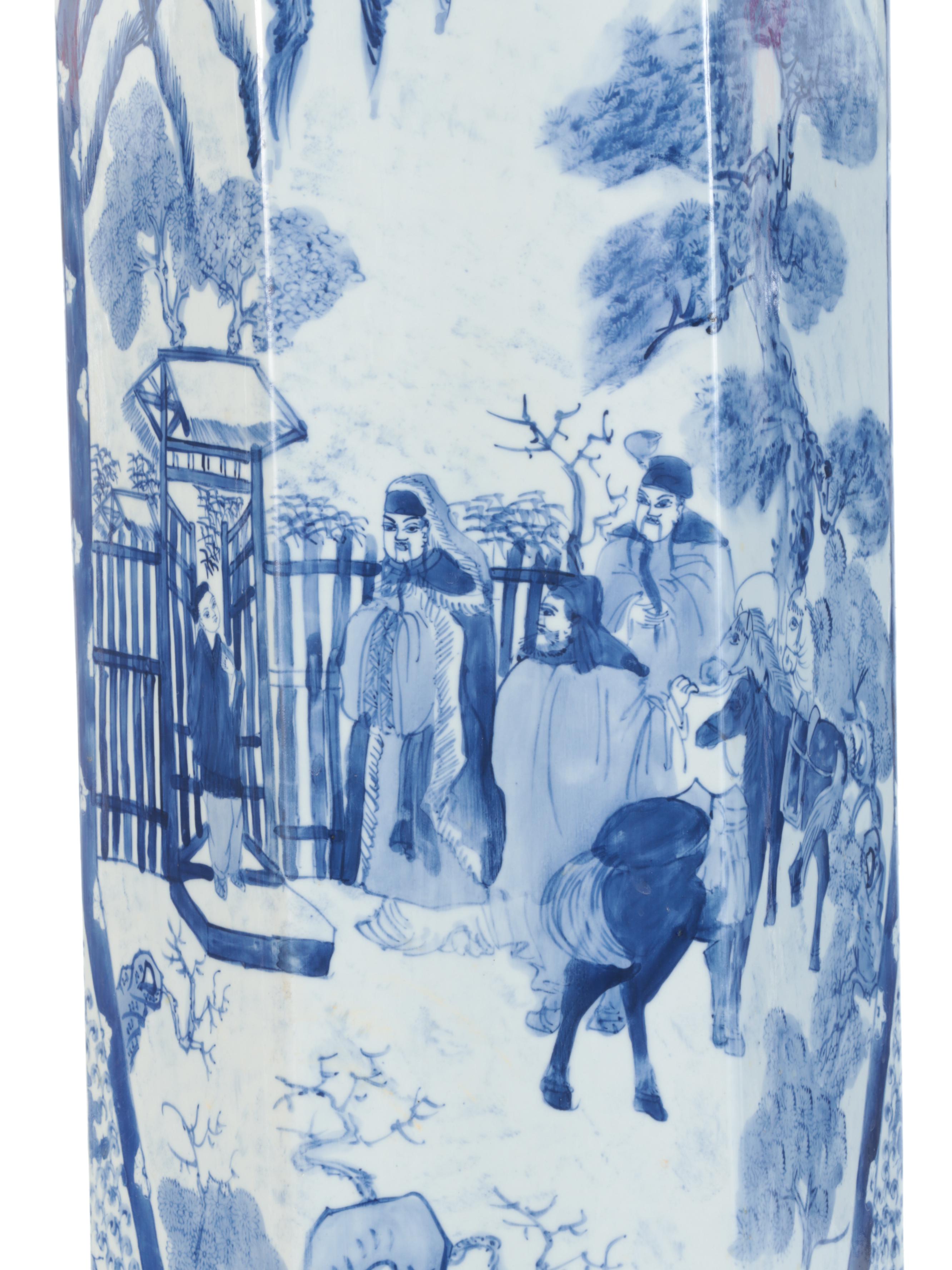 Chinese Blue and White Porcelain Umbrella Stand EBTH