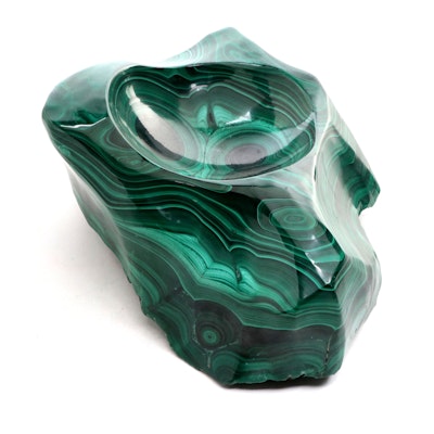 Hand-Carved and Polished Malachite Specimen