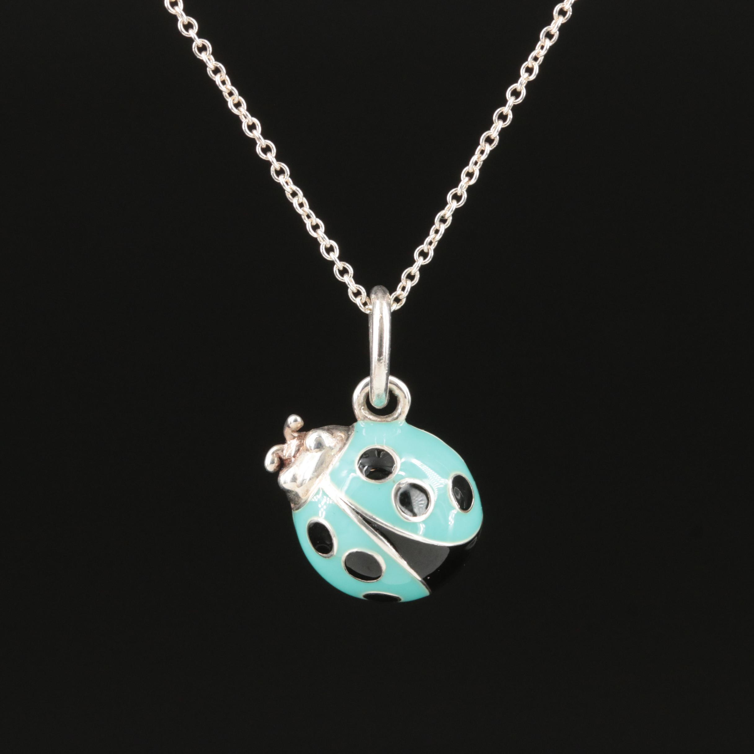 Tiffany & Co. Sterling Enamel Ladybug Charm Necklace EBTH