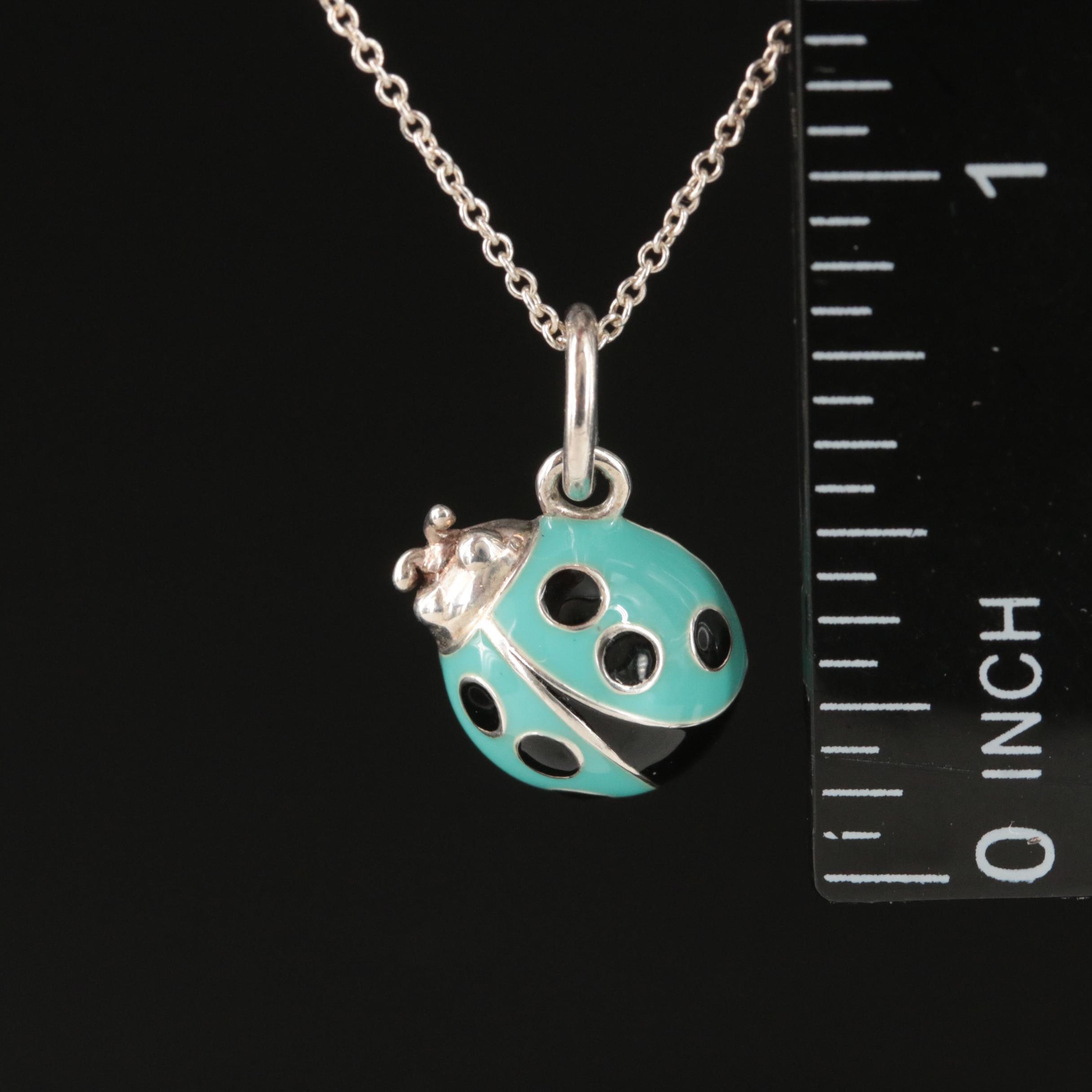 Tiffany & Co. Sterling Enamel Ladybug Charm Necklace EBTH