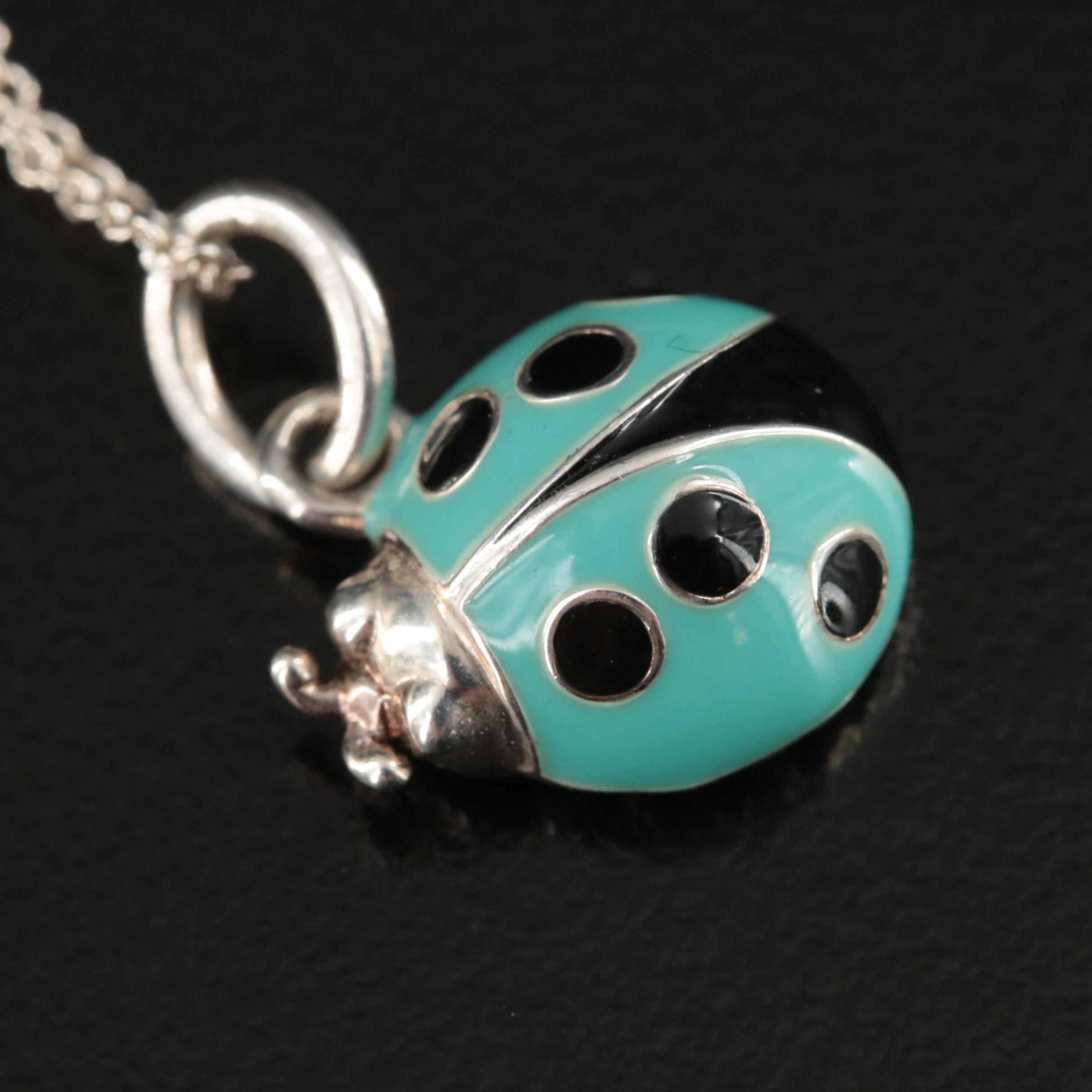 Tiffany & Co. Sterling Enamel Ladybug Charm Necklace EBTH