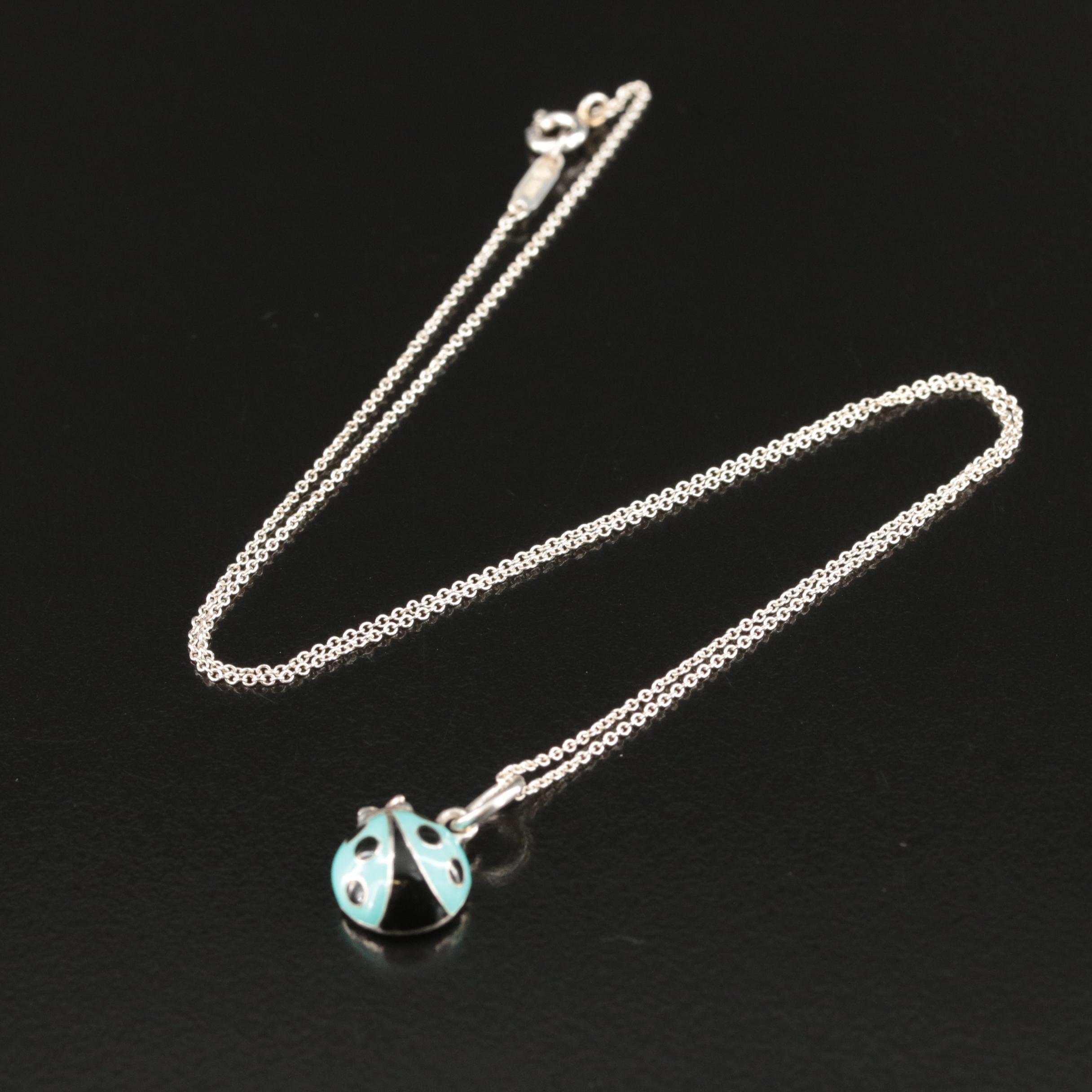Tiffany & Co. Sterling Enamel Ladybug Charm Necklace EBTH