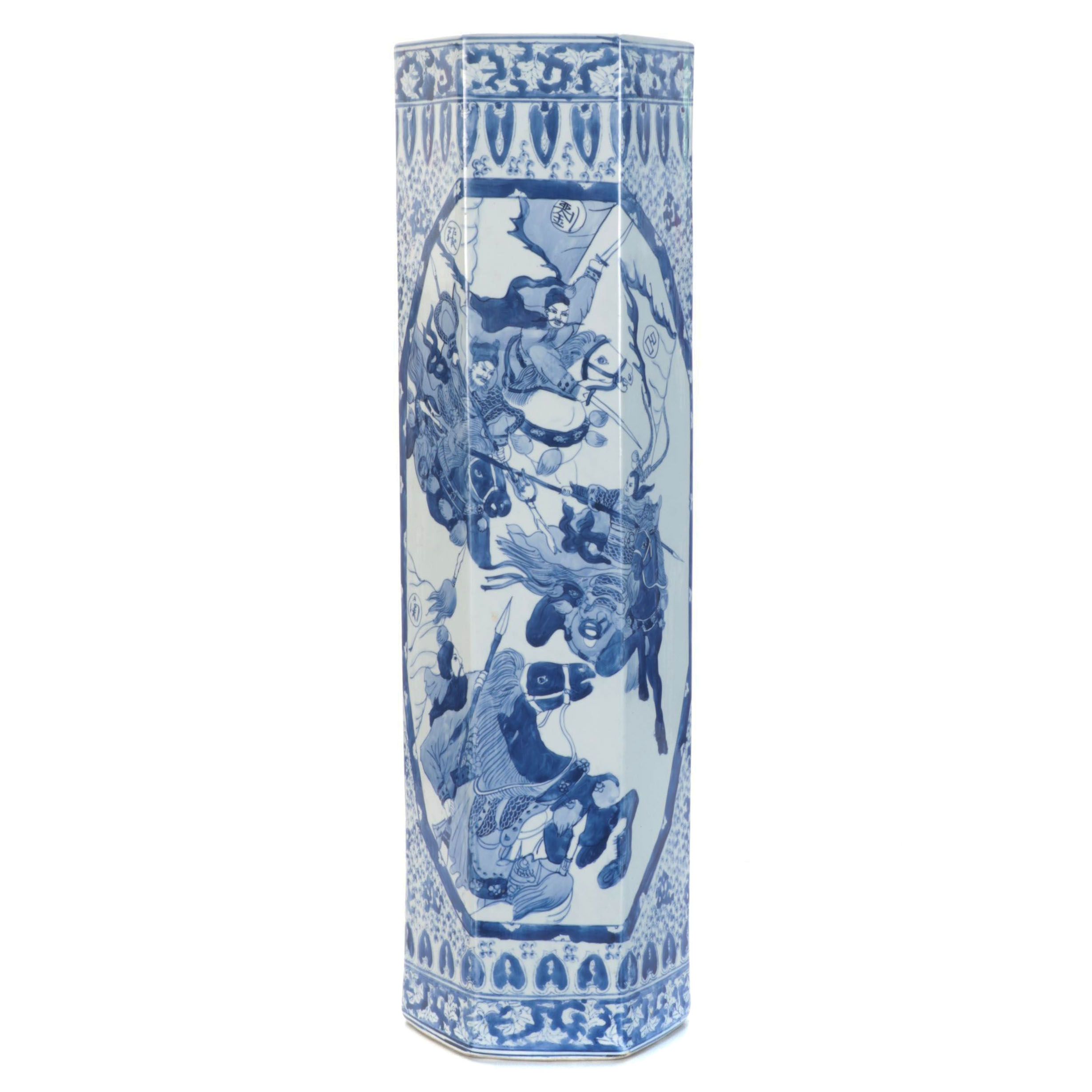 Chinese Blue and White Porcelain Umbrella Stand EBTH