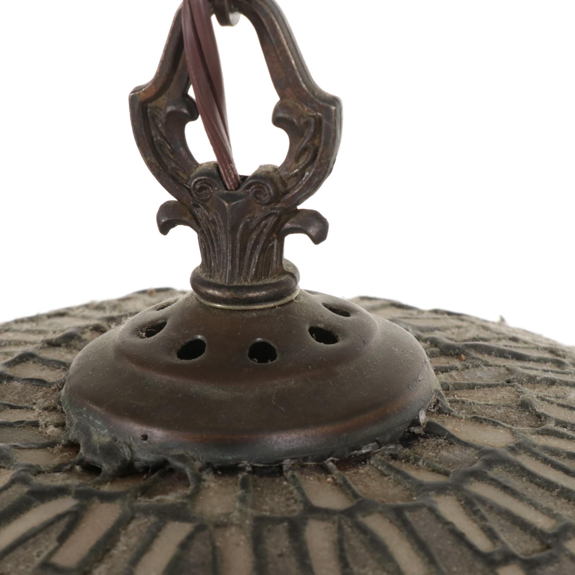 Slag Glass Tiffany Style Hanging Lotus Pendant Swag Light EBTH