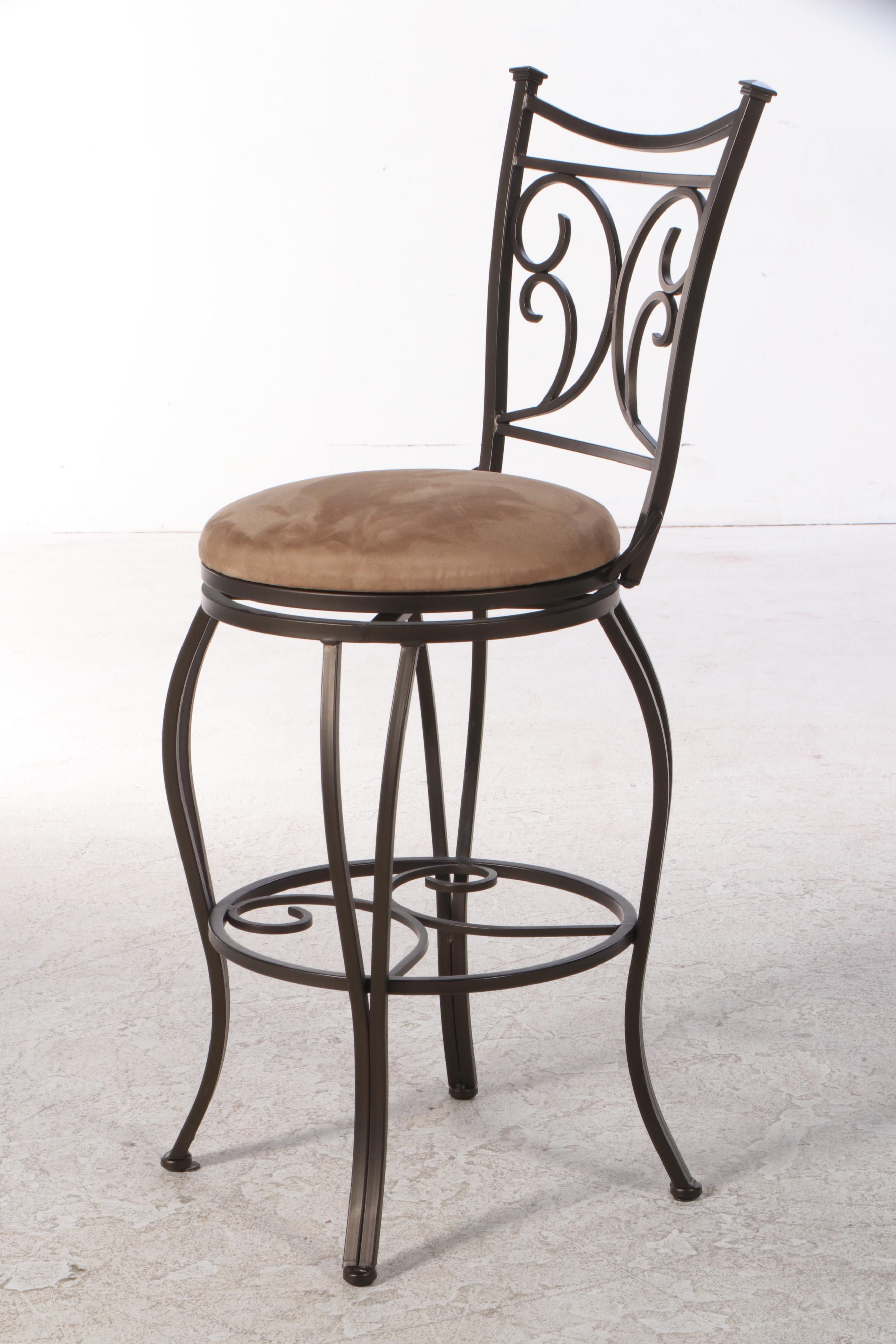 Pair of Cheyenne Home Furnishings "Grayson" Patinated Metal Swivel Bar Stools EBTH