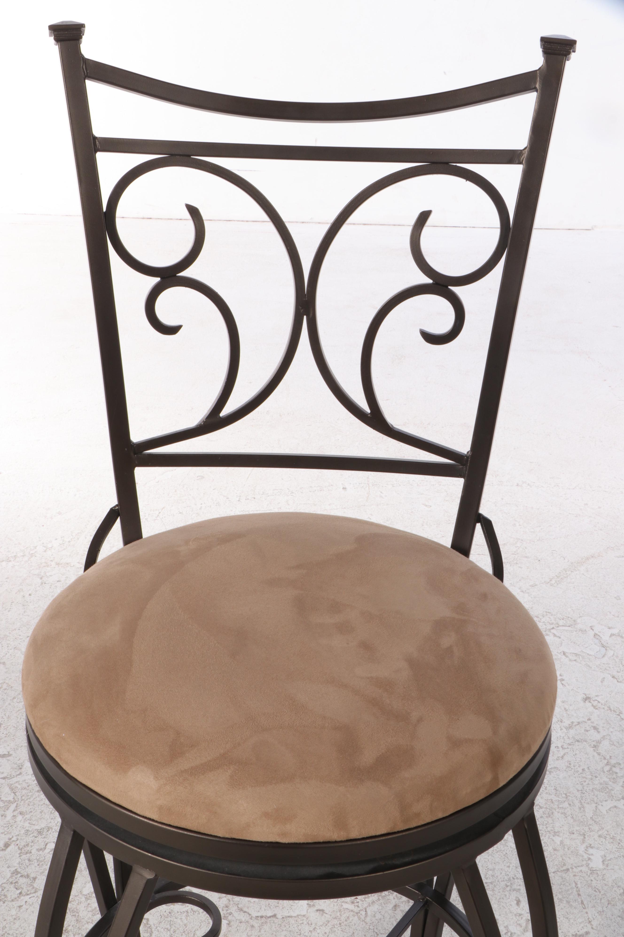 Pair of Cheyenne Home Furnishings "Grayson" Patinated Metal Swivel Bar Stools EBTH