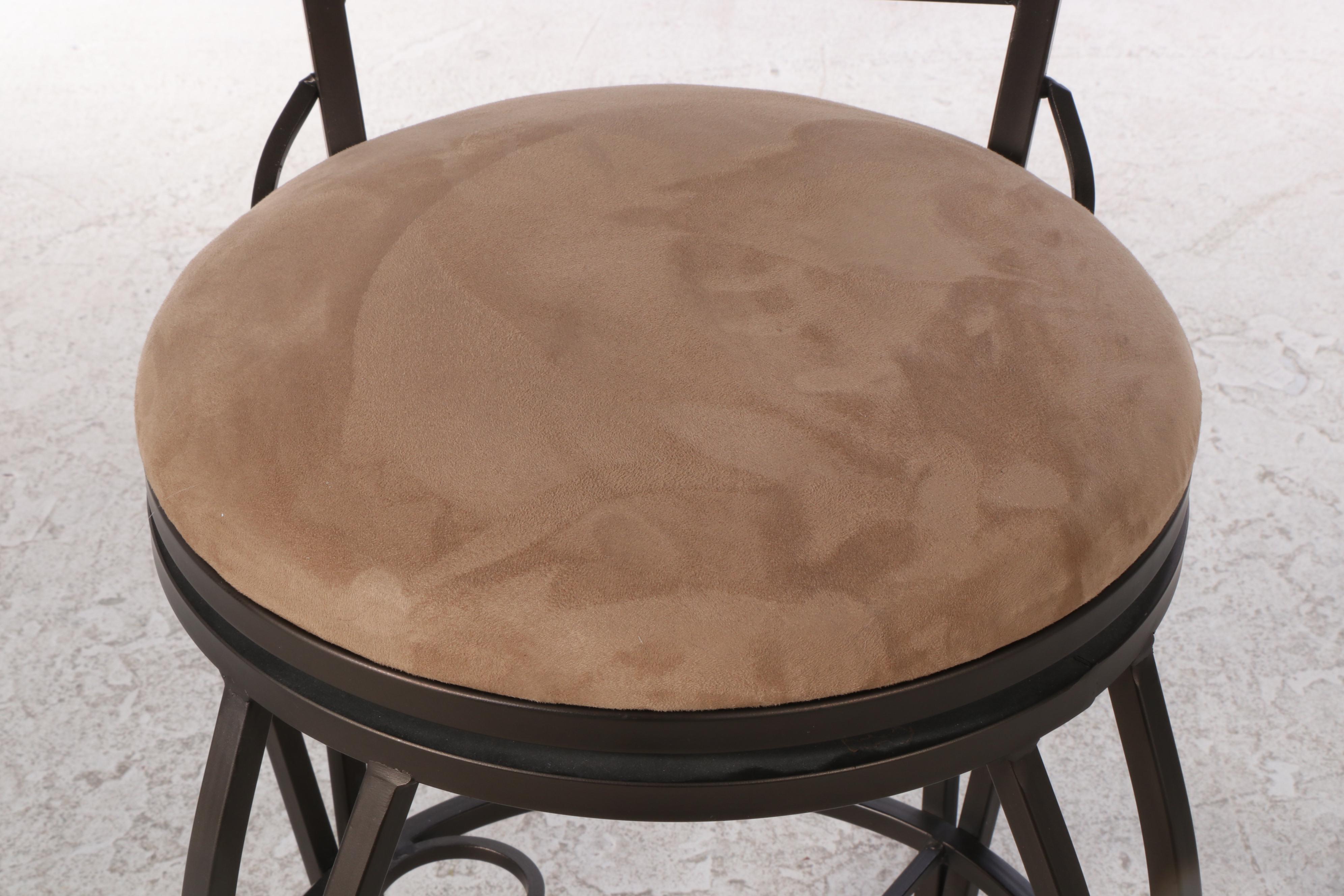 Pair of Cheyenne Home Furnishings "Grayson" Patinated Metal Swivel Bar Stools EBTH