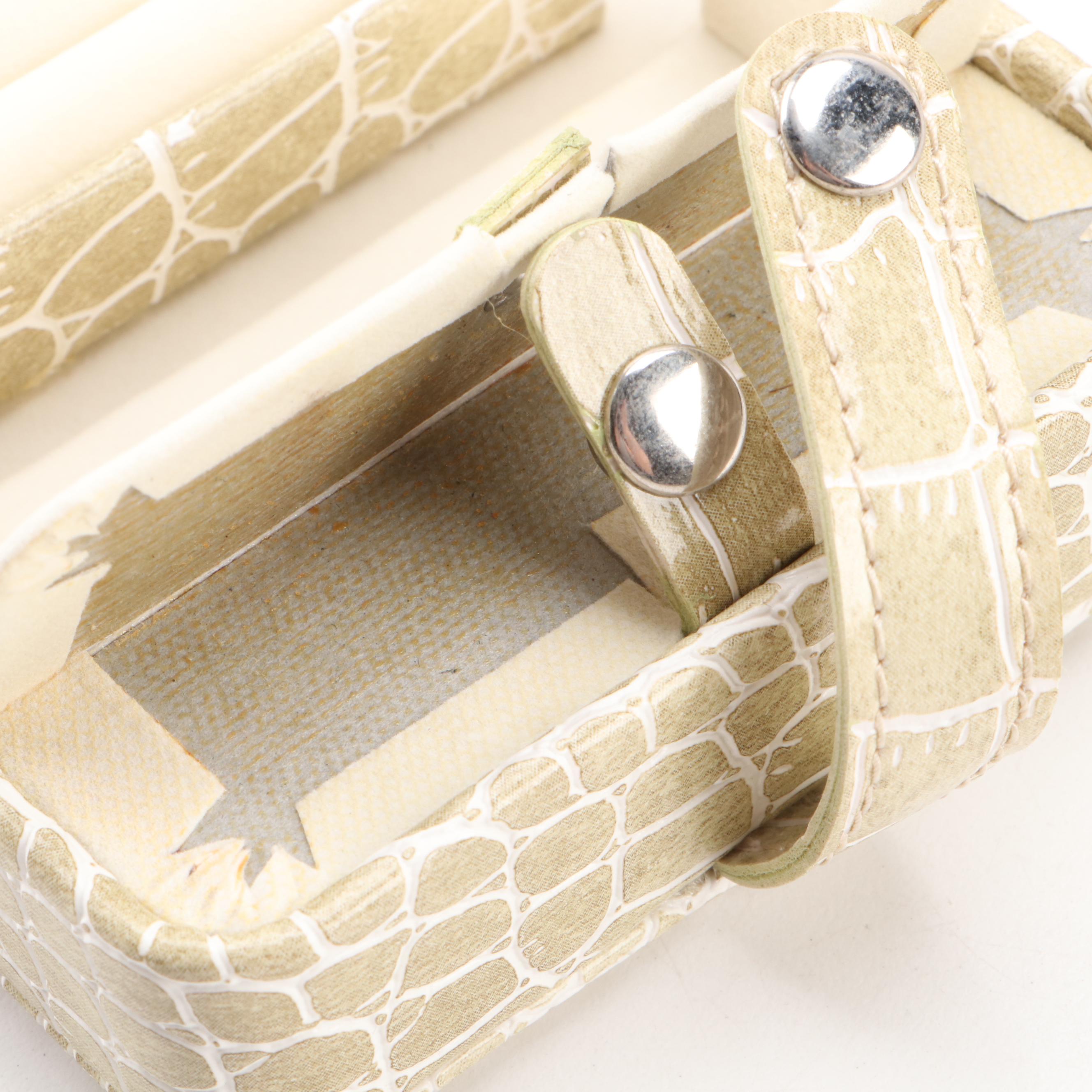 Tan Reptilian Embossed Bonded Leather Travel Jewelry Boxes EBTH