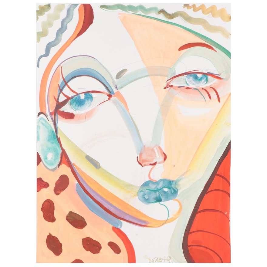 Dan Sabau Watercolor Painting "Lady in Leopard," 2023