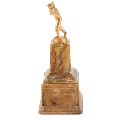 Sport Mart Brass Finish Metal Trophy with Marbled Resin Base