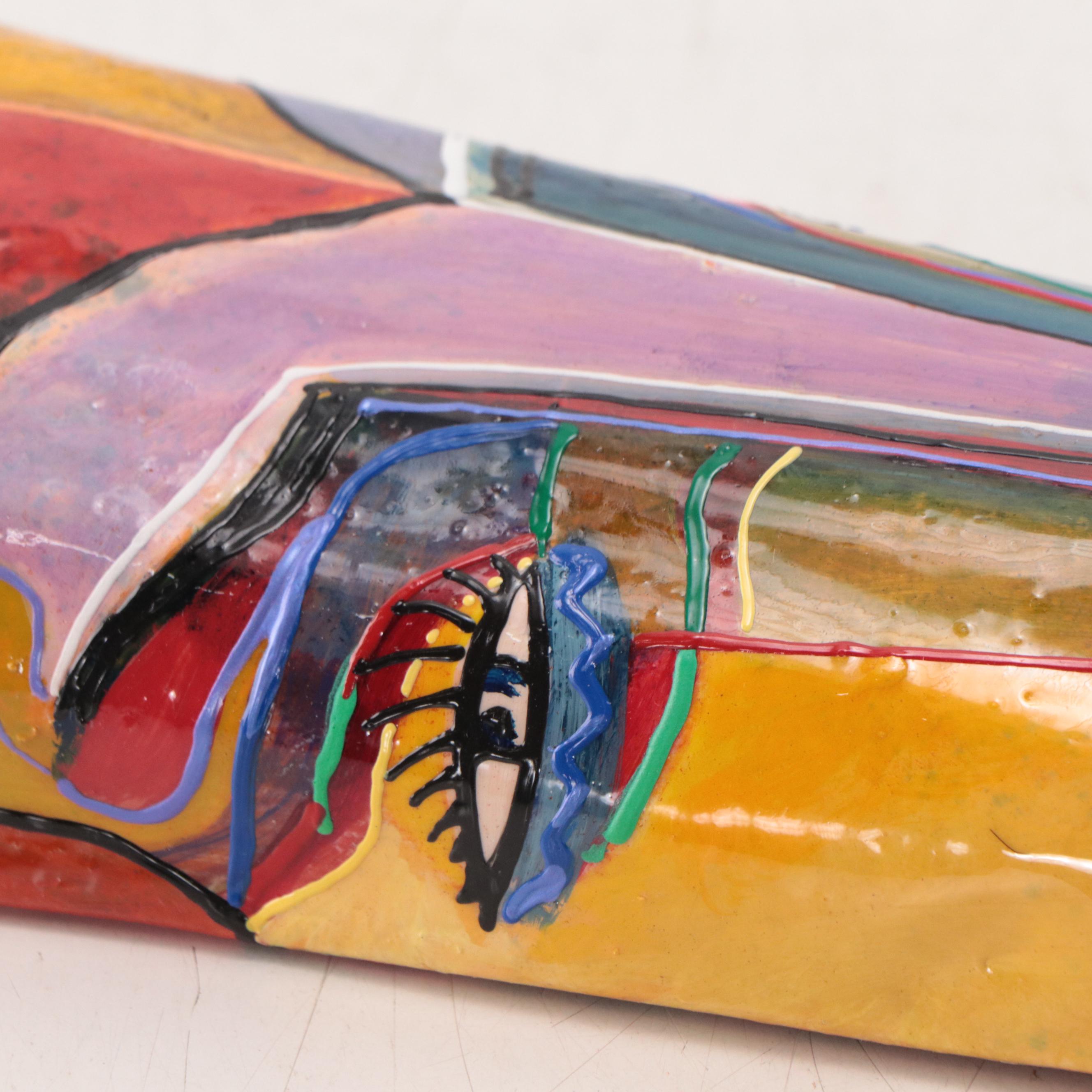 Stylized HandPainted Plaster Mask Wall Sculpture, 2002 EBTH