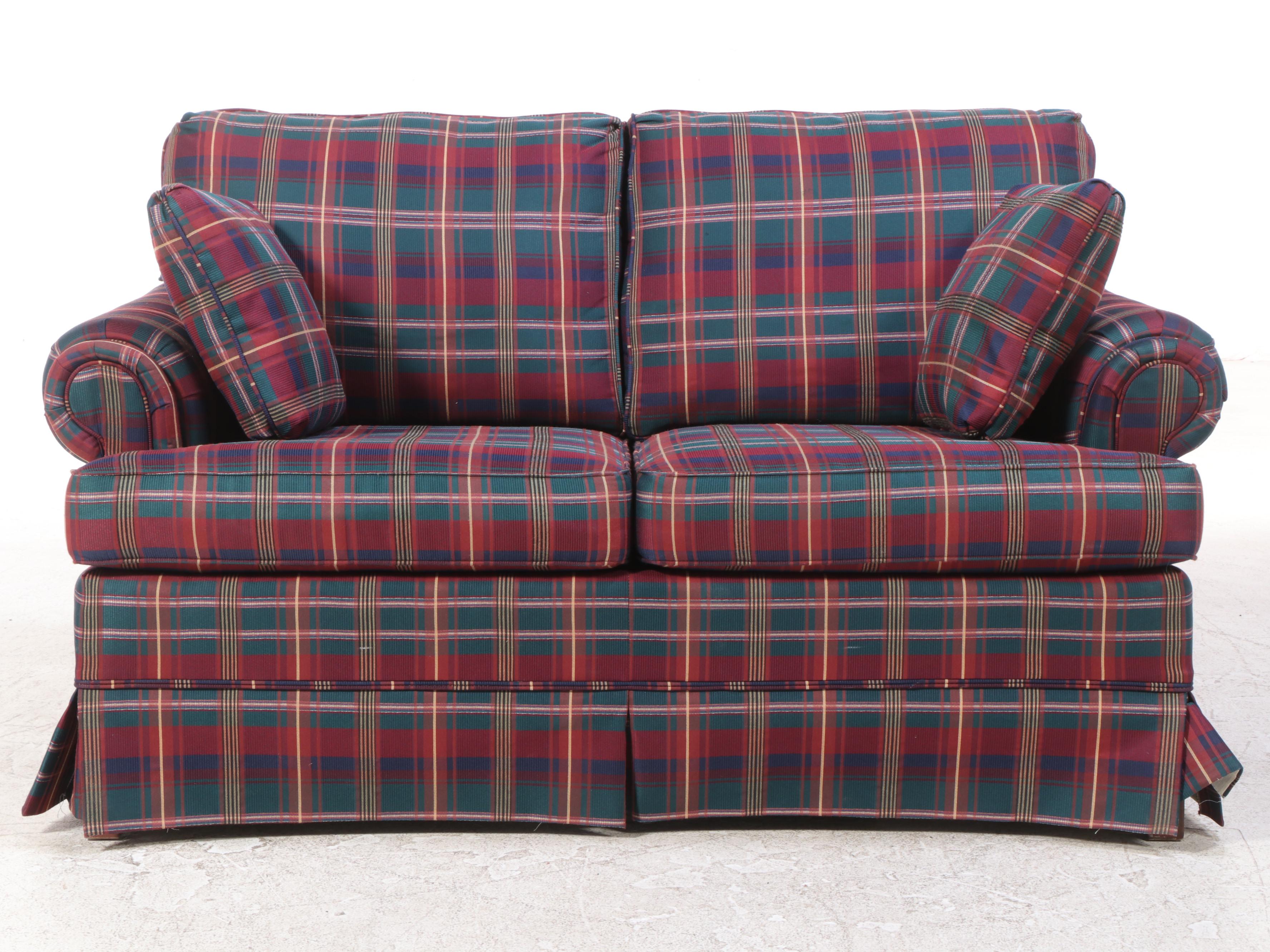 Broyhill Plaid RollArm Loveseat, Late 20th Century EBTH
