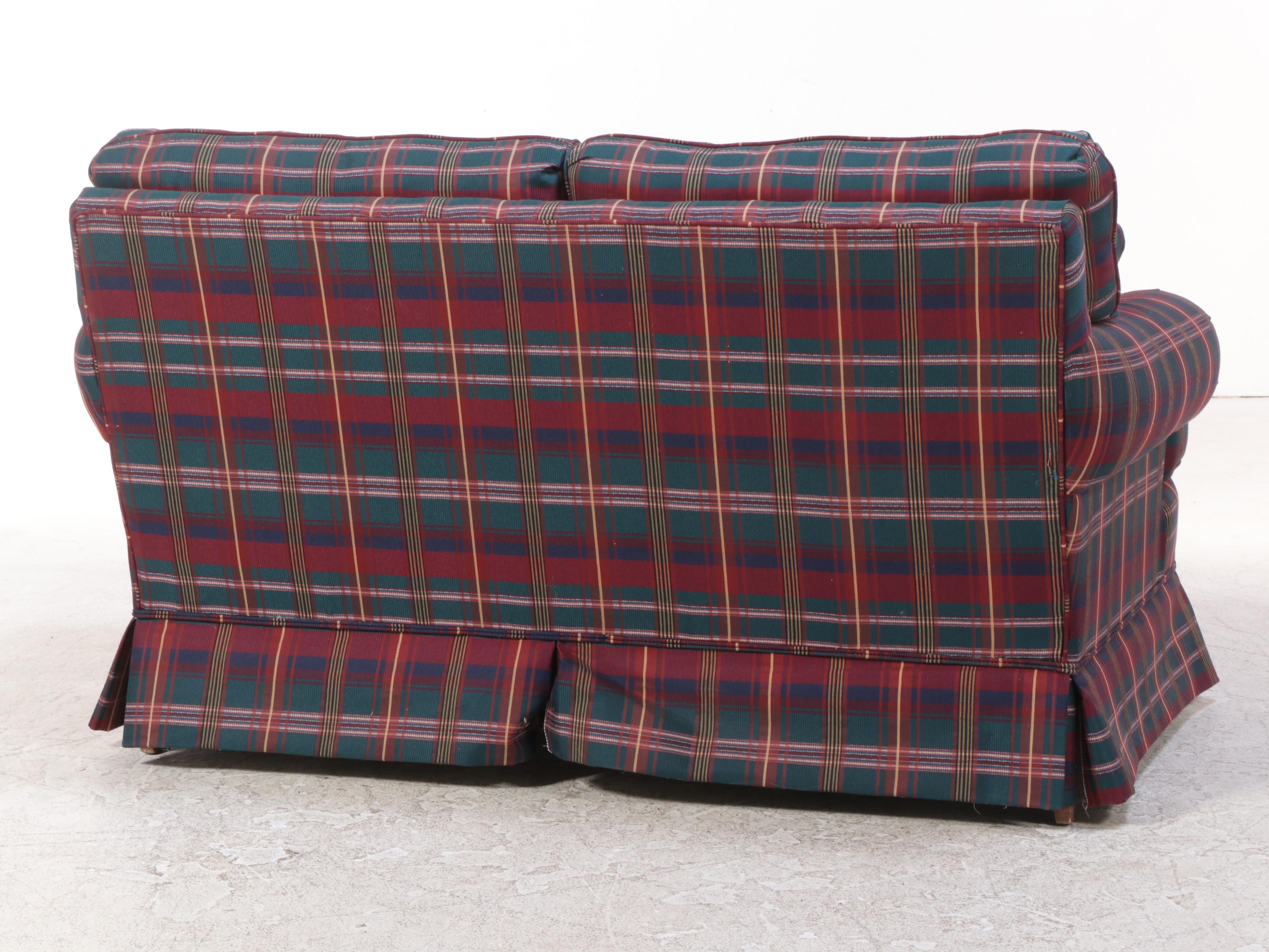 Broyhill Plaid RollArm Loveseat, Late 20th Century EBTH