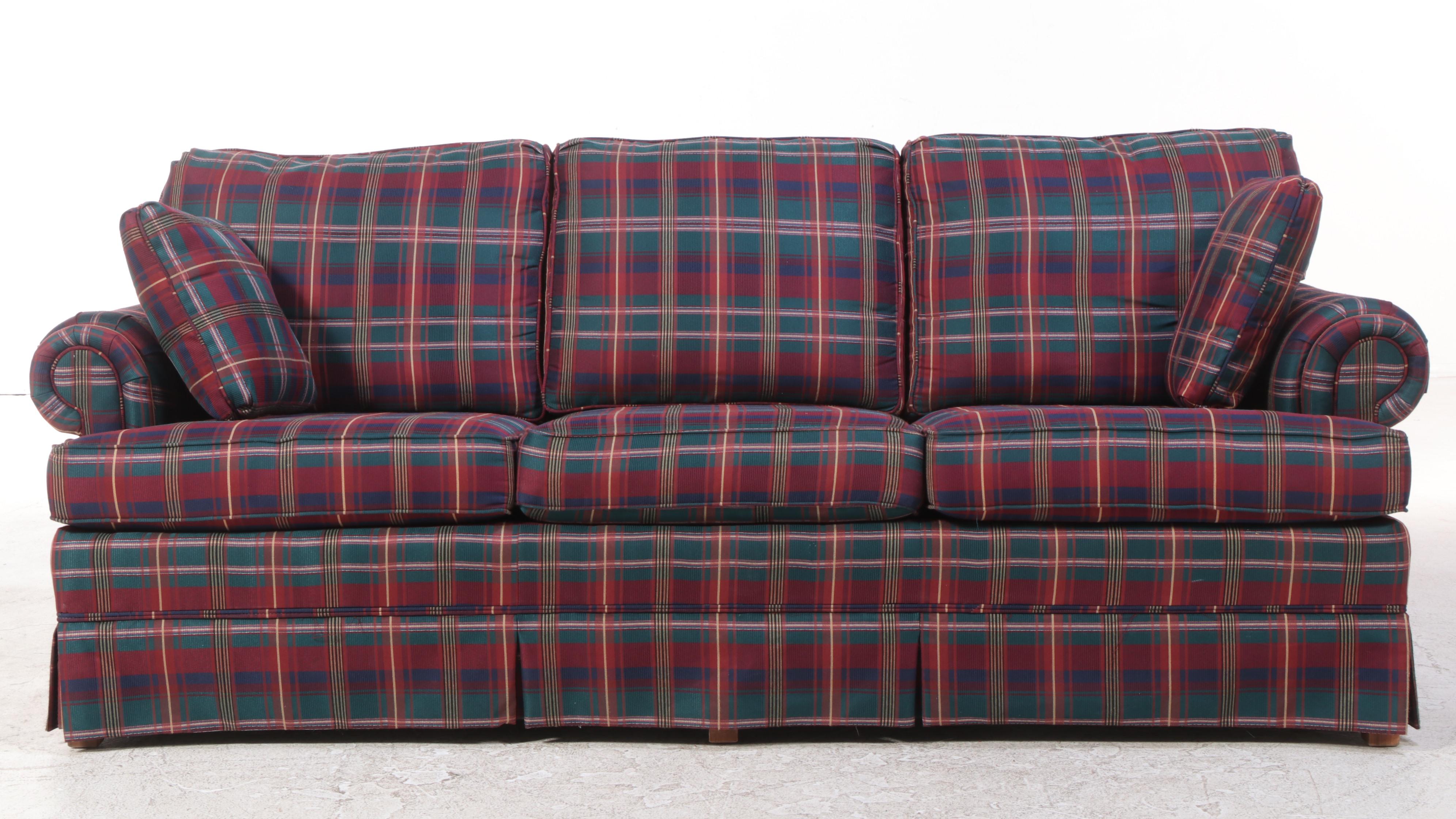 Broyhill Plaid RollArm Sofa, Late 20th Century EBTH