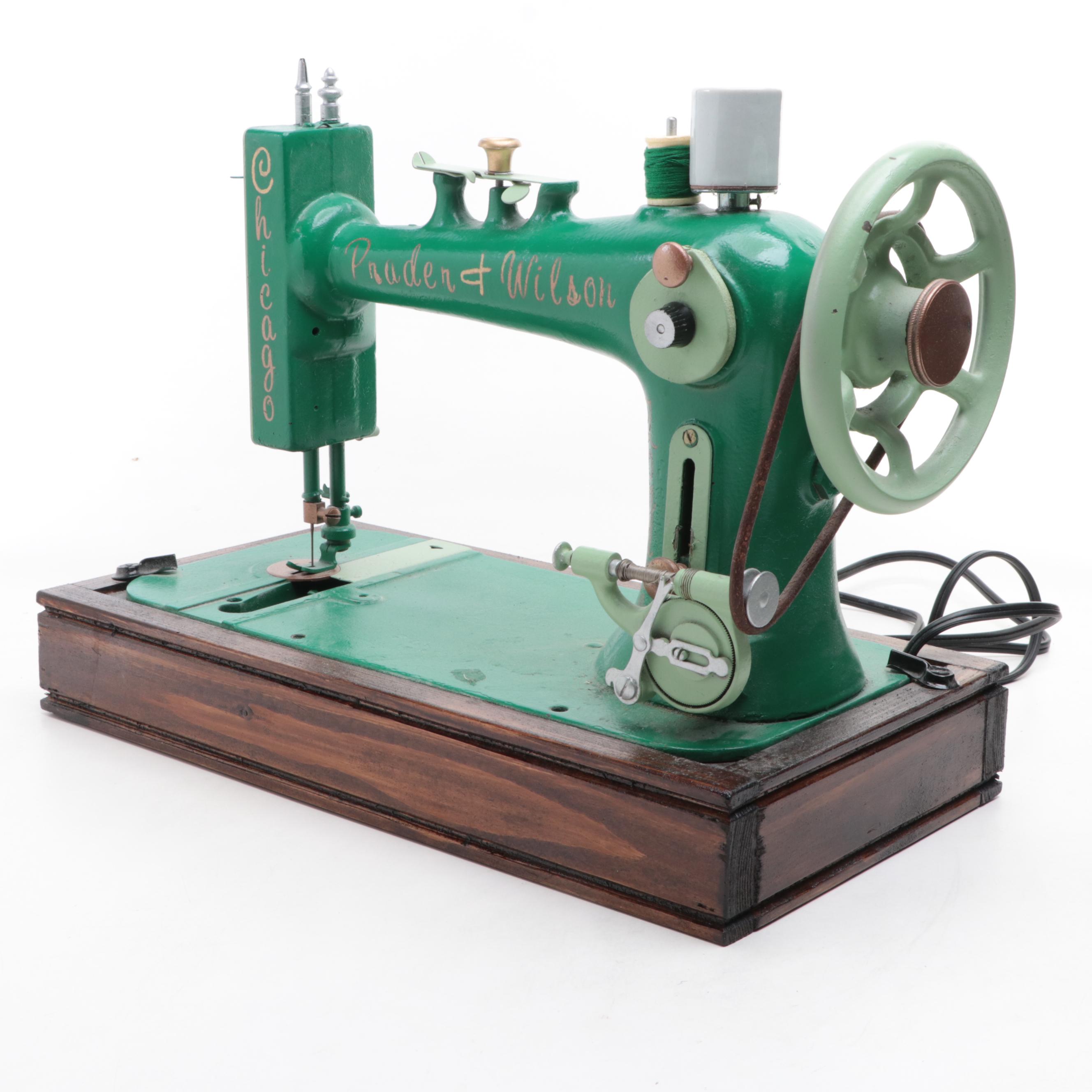 Prader & Wilson Green Painted Sewing Machine Table Lamp EBTH