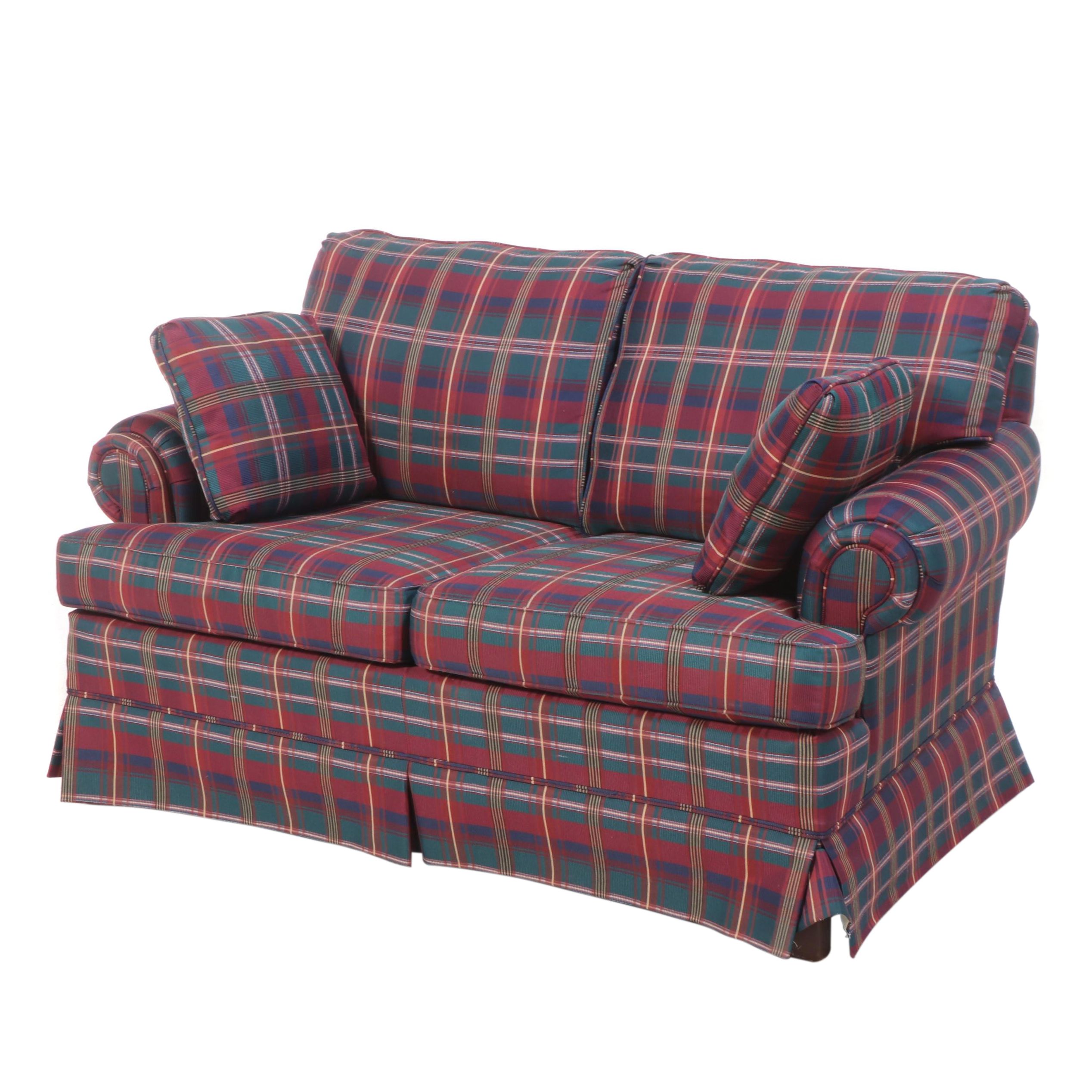 Broyhill Plaid RollArm Loveseat, Late 20th Century EBTH