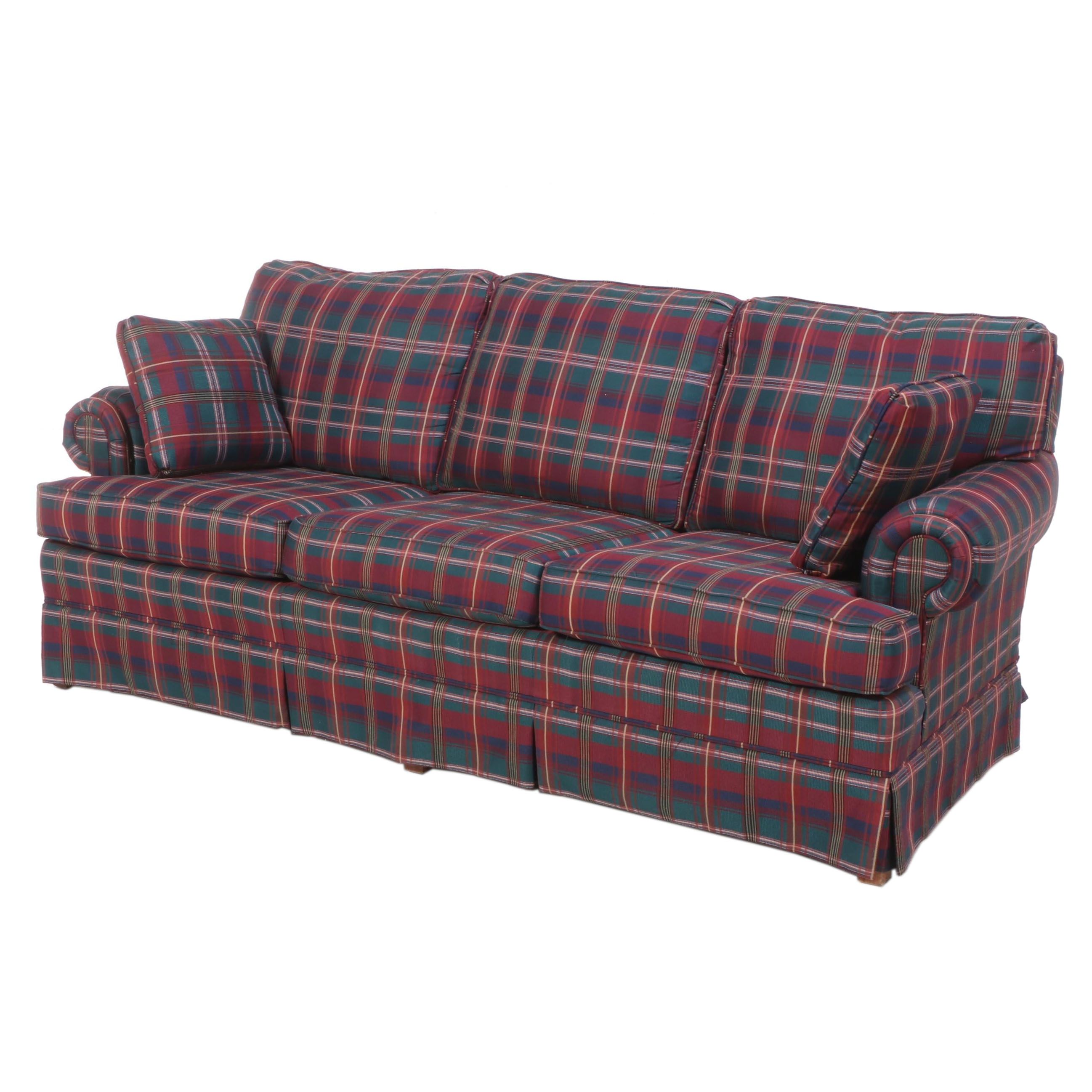 Broyhill Plaid Roll-Arm Sofa, Late 20th Century | EBTH