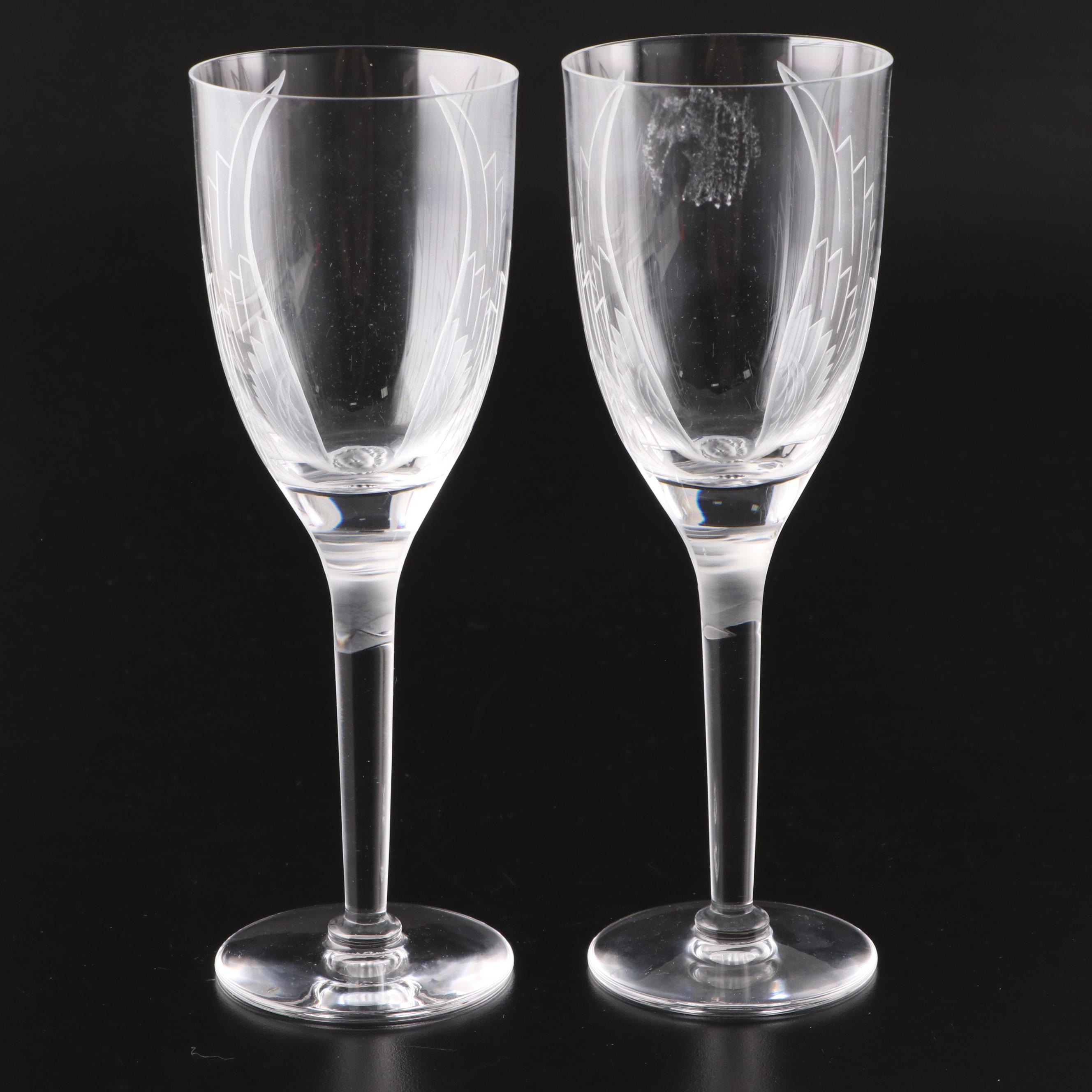 Lalique Angel Wing Champagne Flutes, Mid to Late 20th Century EBTH