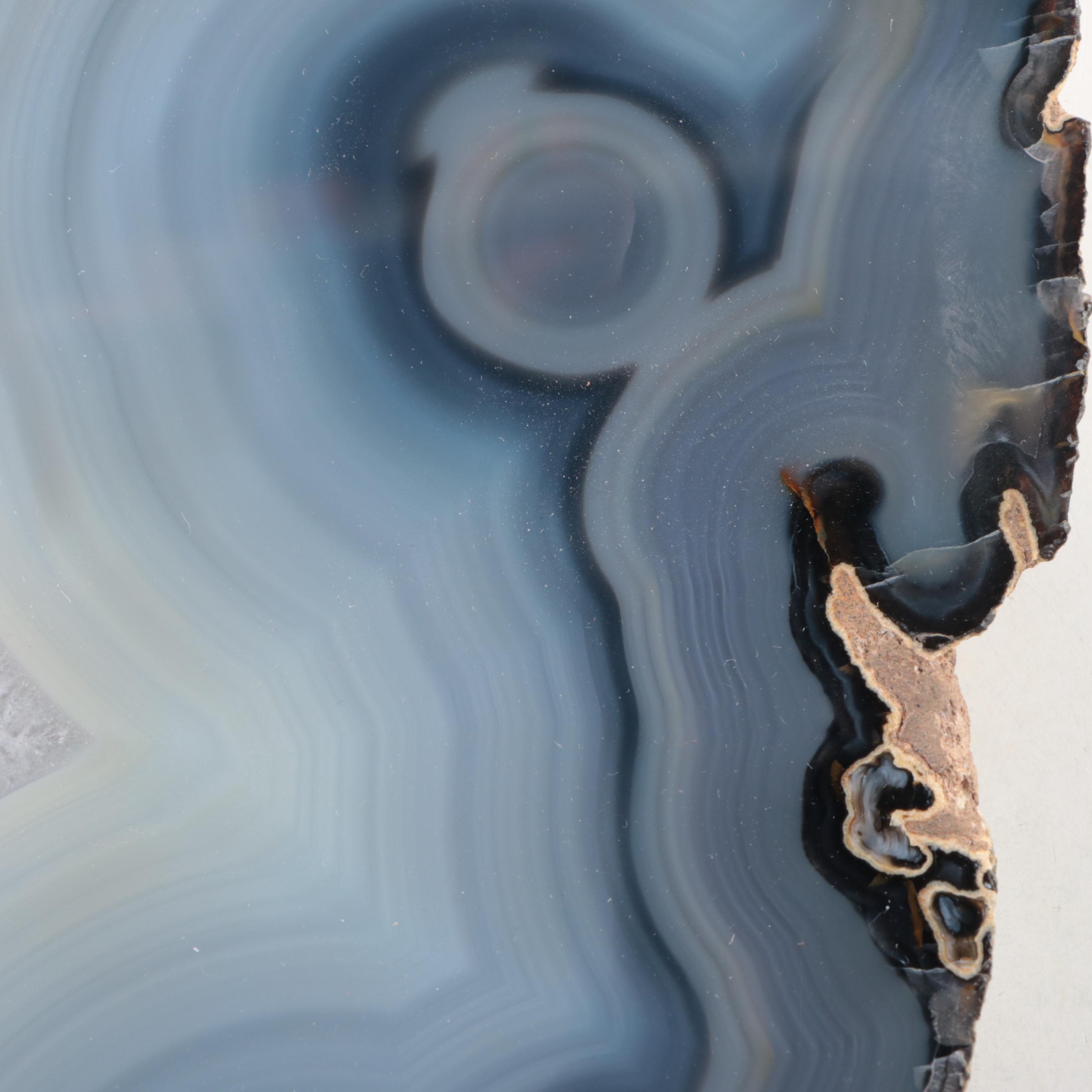 Cut and Polished Blue Banded Agate Geode Slice | EBTH