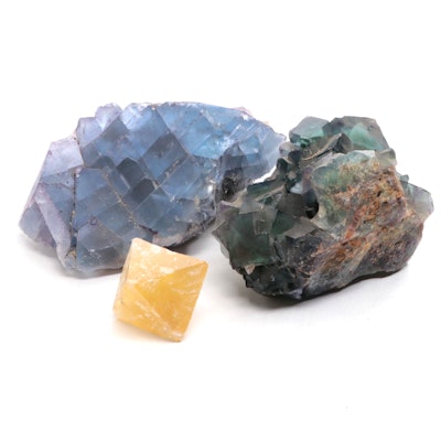 Fluorite and Calcite Mineral Specimens