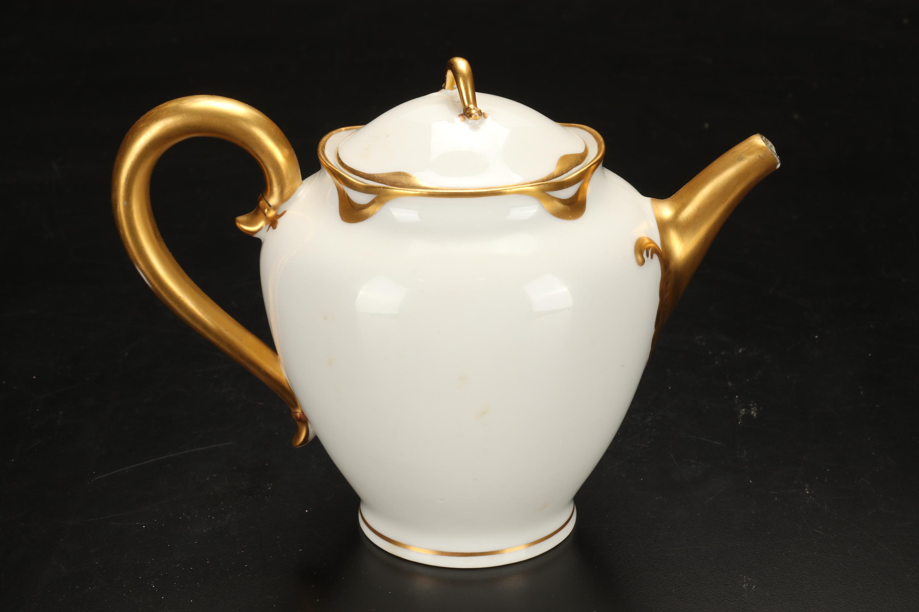 Haviland "Silver Anniversary" French Porcelain Teapot with Gilt Handle