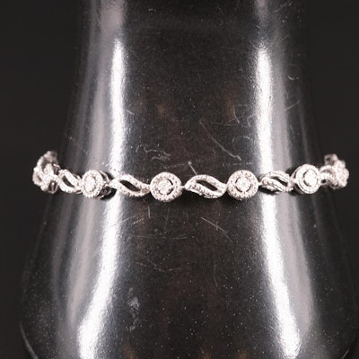 Sterling Diamond Fancy Link Bracelet