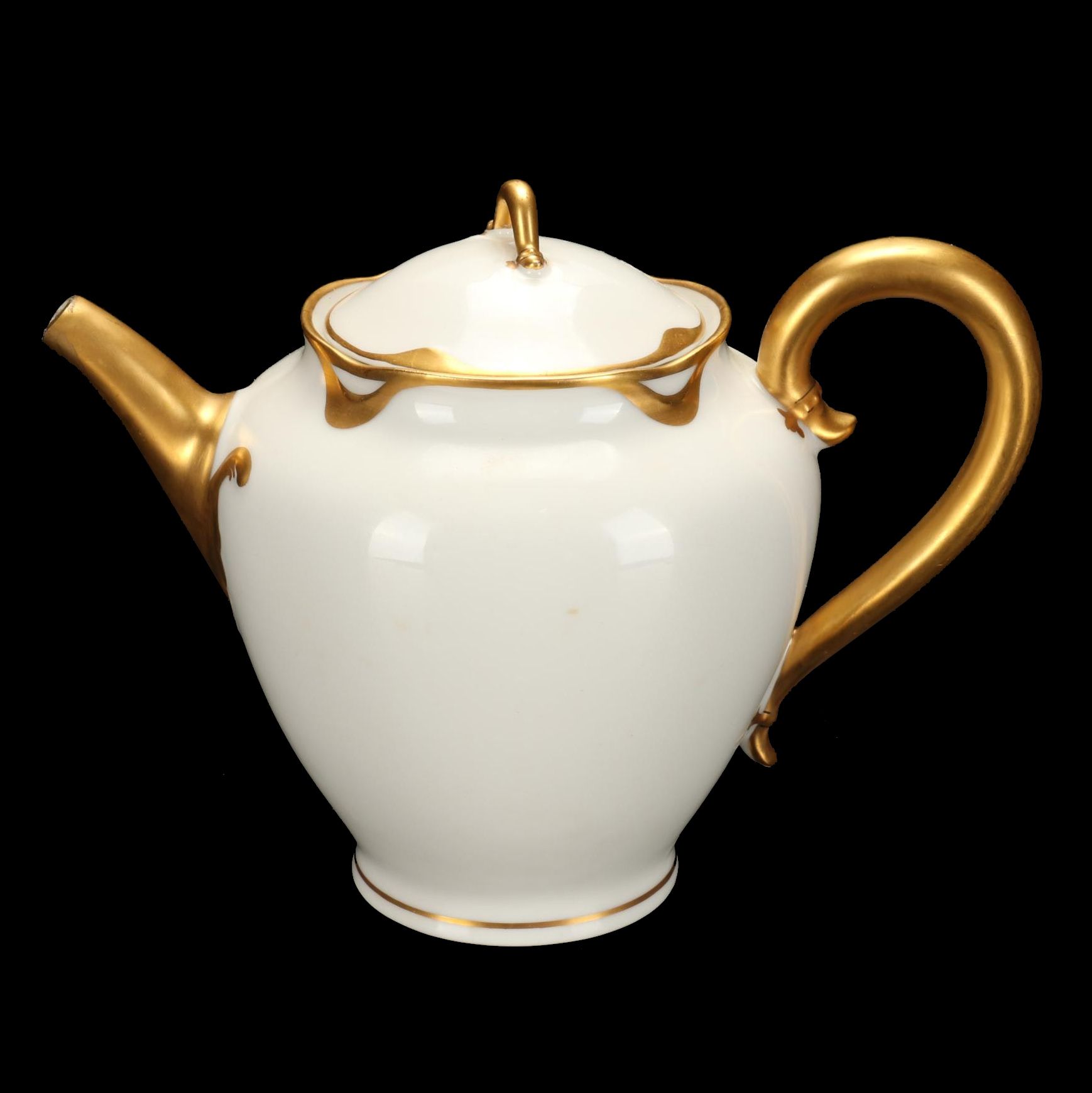 Haviland "Silver Anniversary" French Porcelain Teapot with Gilt Handle