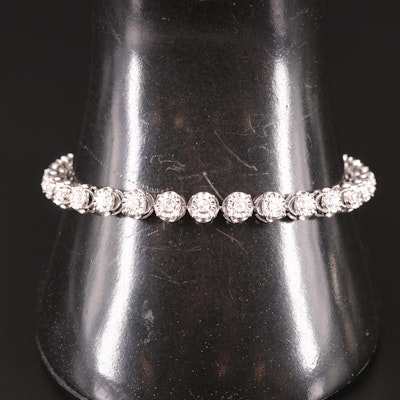 Sterling 1.02 CTW Diamond Illusion Set Line Bracelet