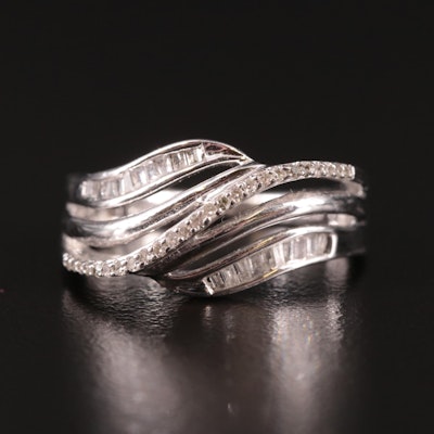 Sterling Diamond Wave Ring
