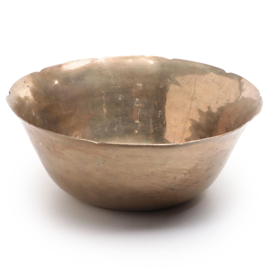 Brass Scalloped Rimmed Decorative Bowl, 20th Century