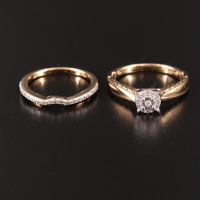 Sterling Diamond Ring and Contour Band