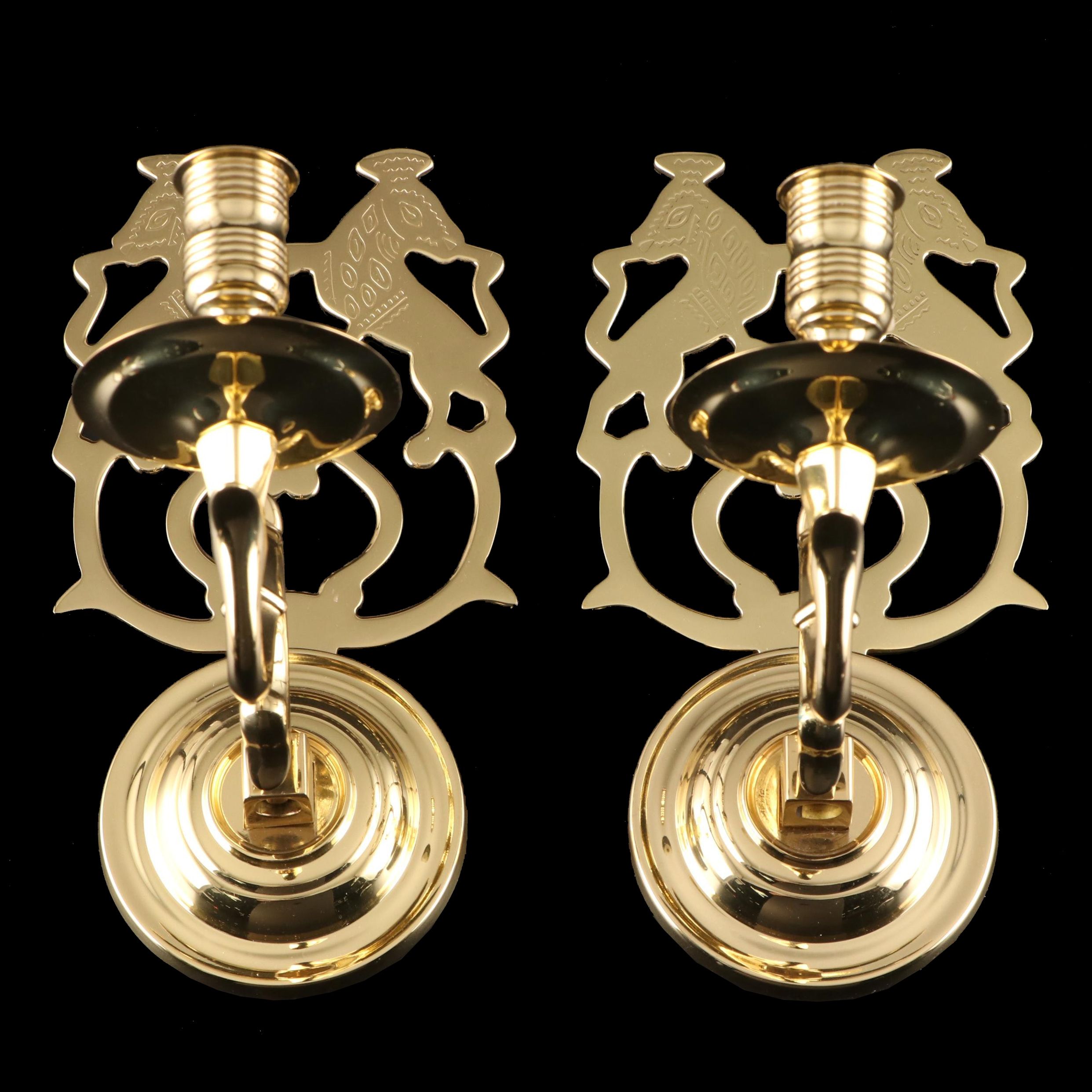 Baldwin Brass Lions Wall Candle Sconces EBTH