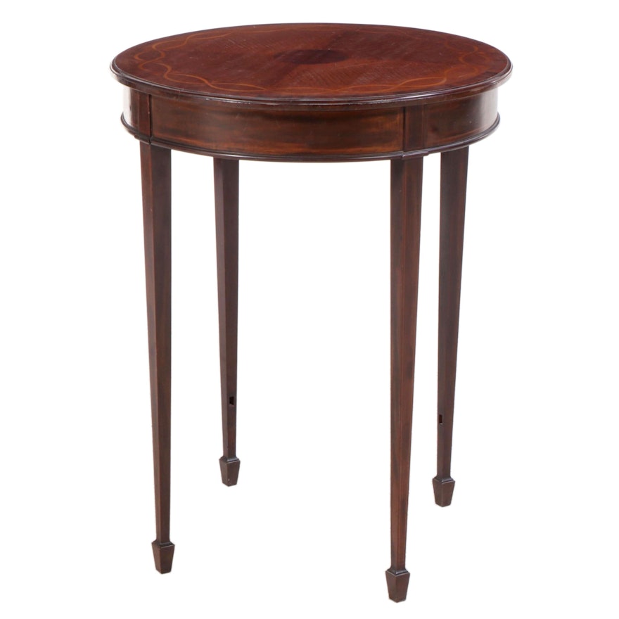 Federal Style Mahogany and Marquetry Side Table, Early to Mid 20th Century
