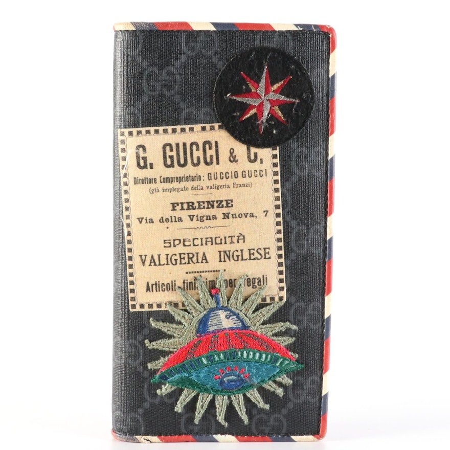 Gucci Night Courrier Bifold Wallet in Blue GG Supreme Canvas
