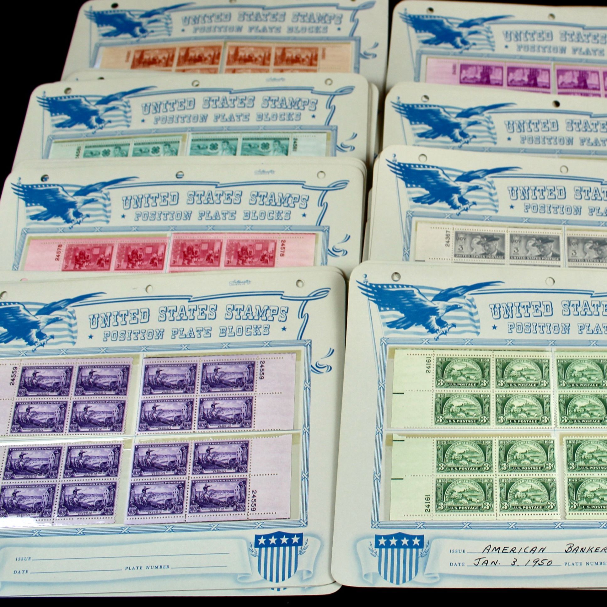 530 Matched U.S. 3Cent Postage Stamp Plate Blocks EBTH