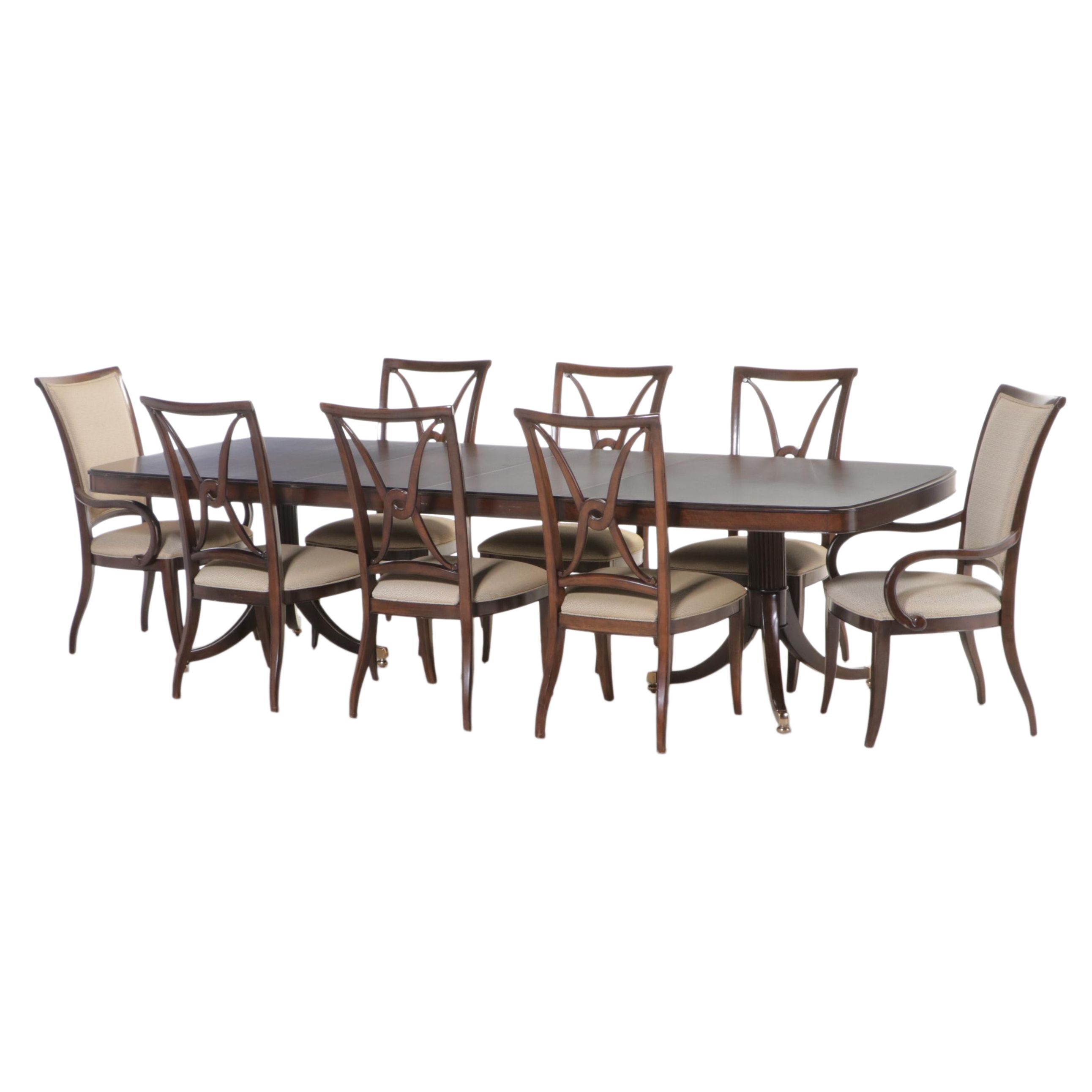 Nine-Piece Thomasville "Studio 455" Art Moderne Style Walnut Dining Set ...