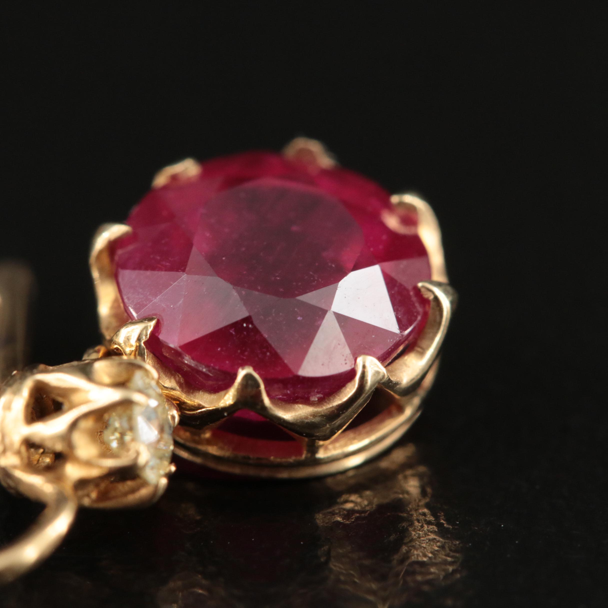 14K Corundum and Diamond Drop Earrings with Settings EBTH