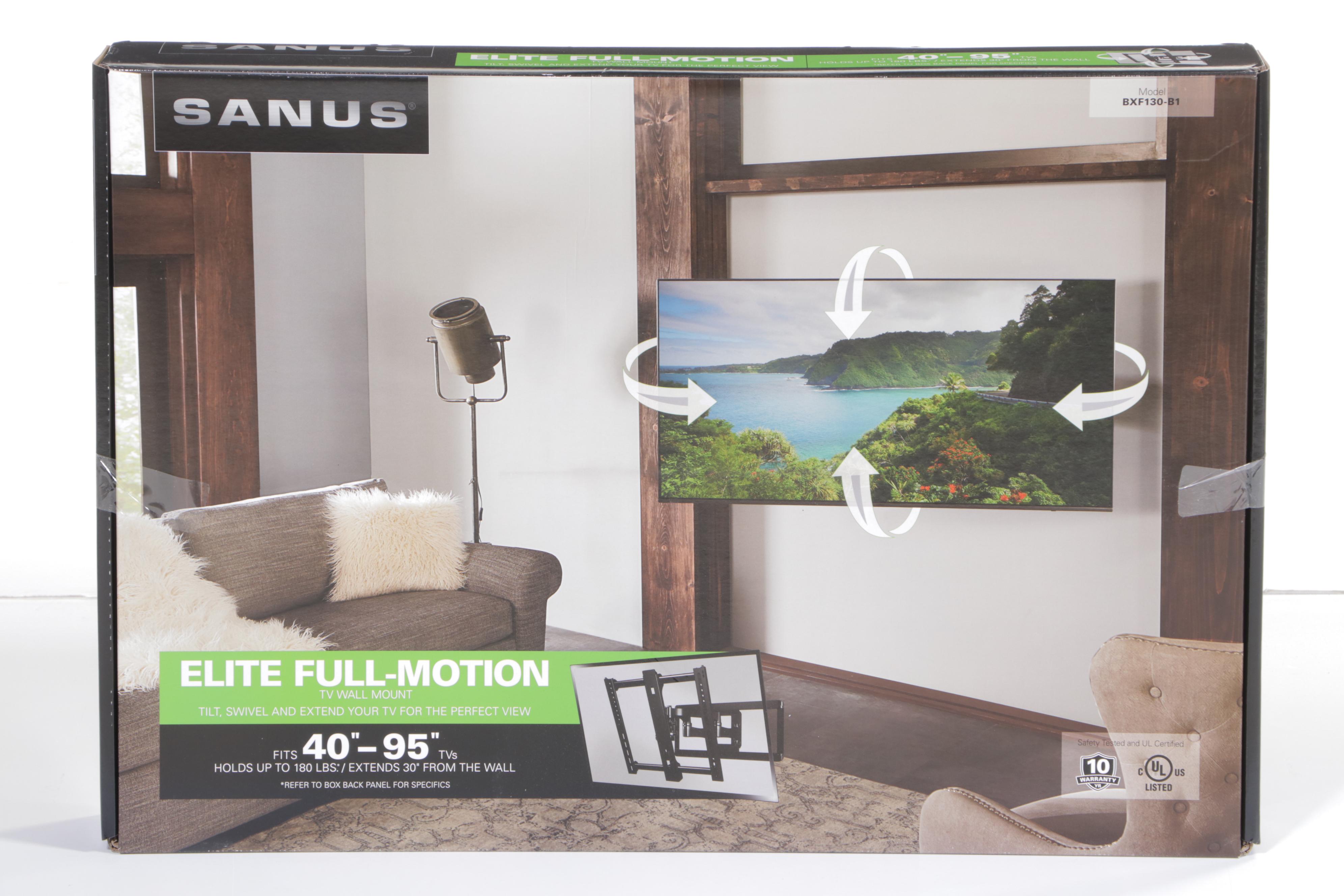 Sanus Elite Series Full Motion TV Wall Mount in Black Finish EBTH