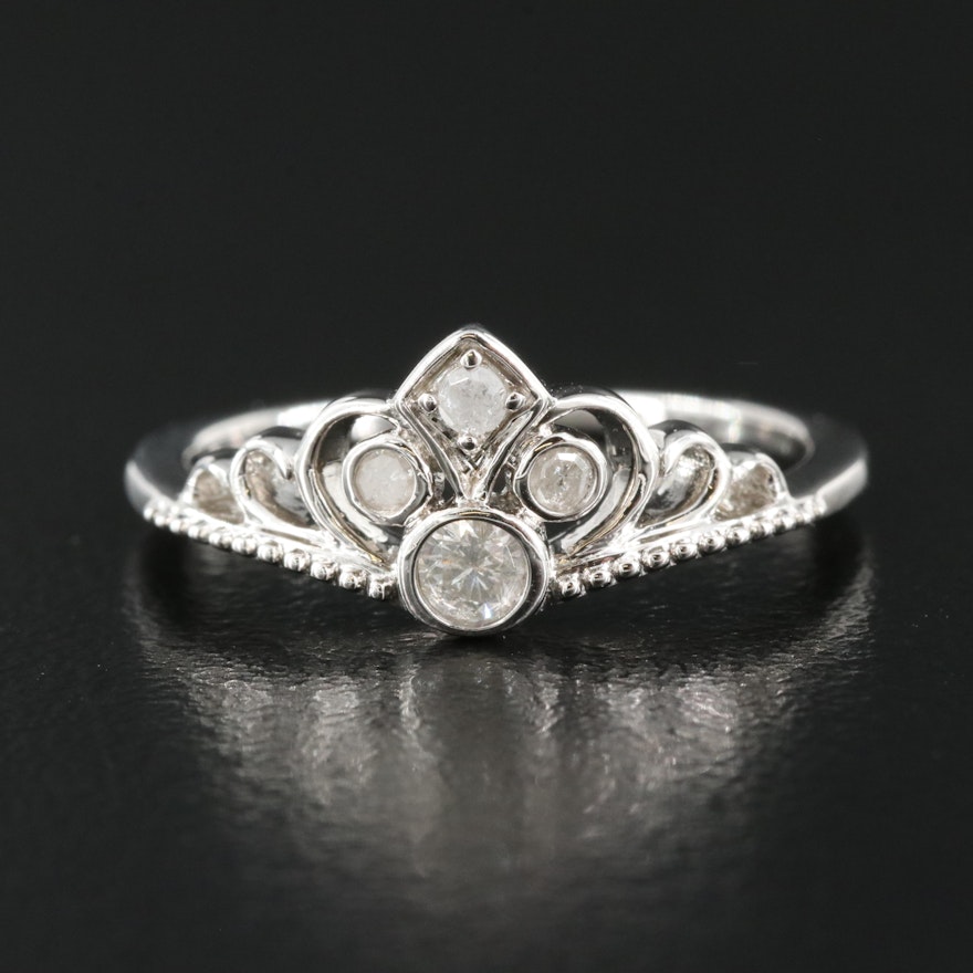 Sterling Silver Diamond Tiara Ring