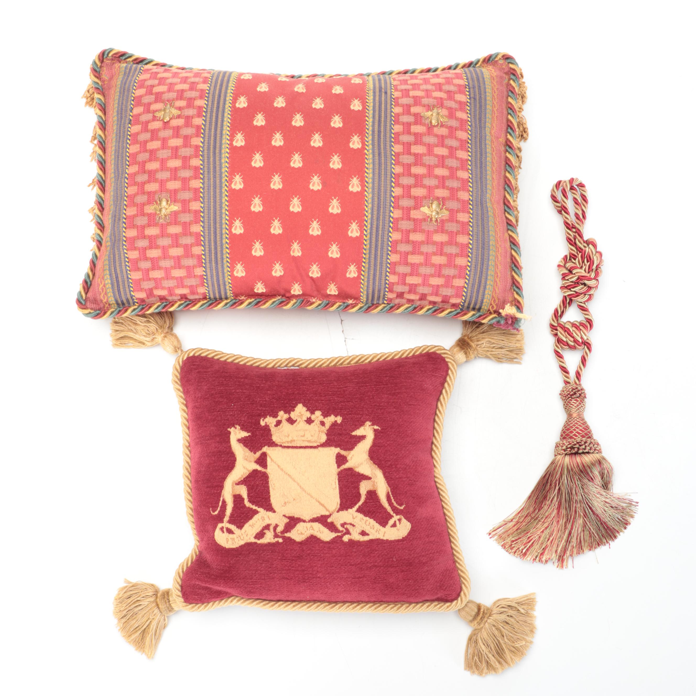 Chenille and Other Fringed Throw Pillows EBTH