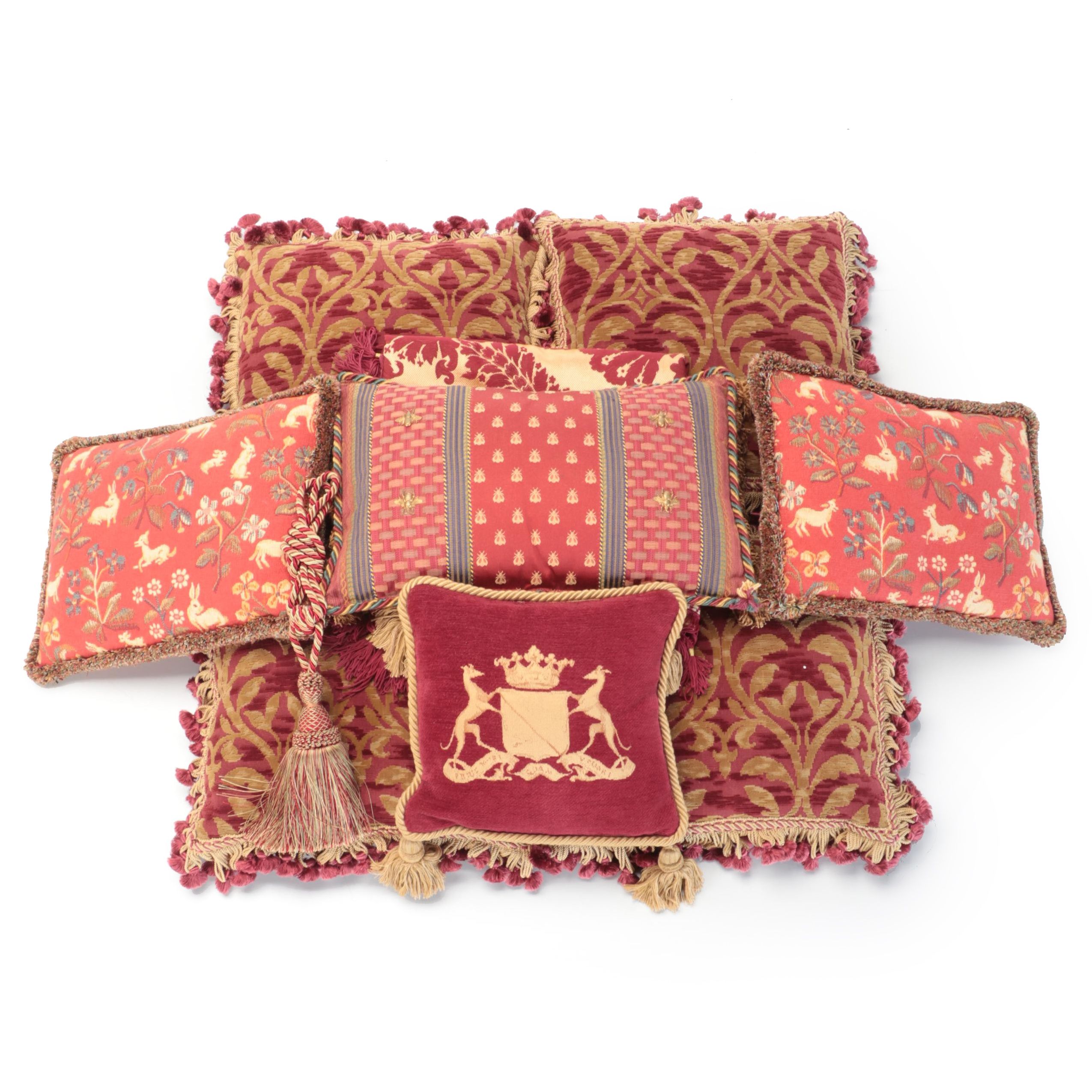 Chenille and Other Fringed Throw Pillows EBTH