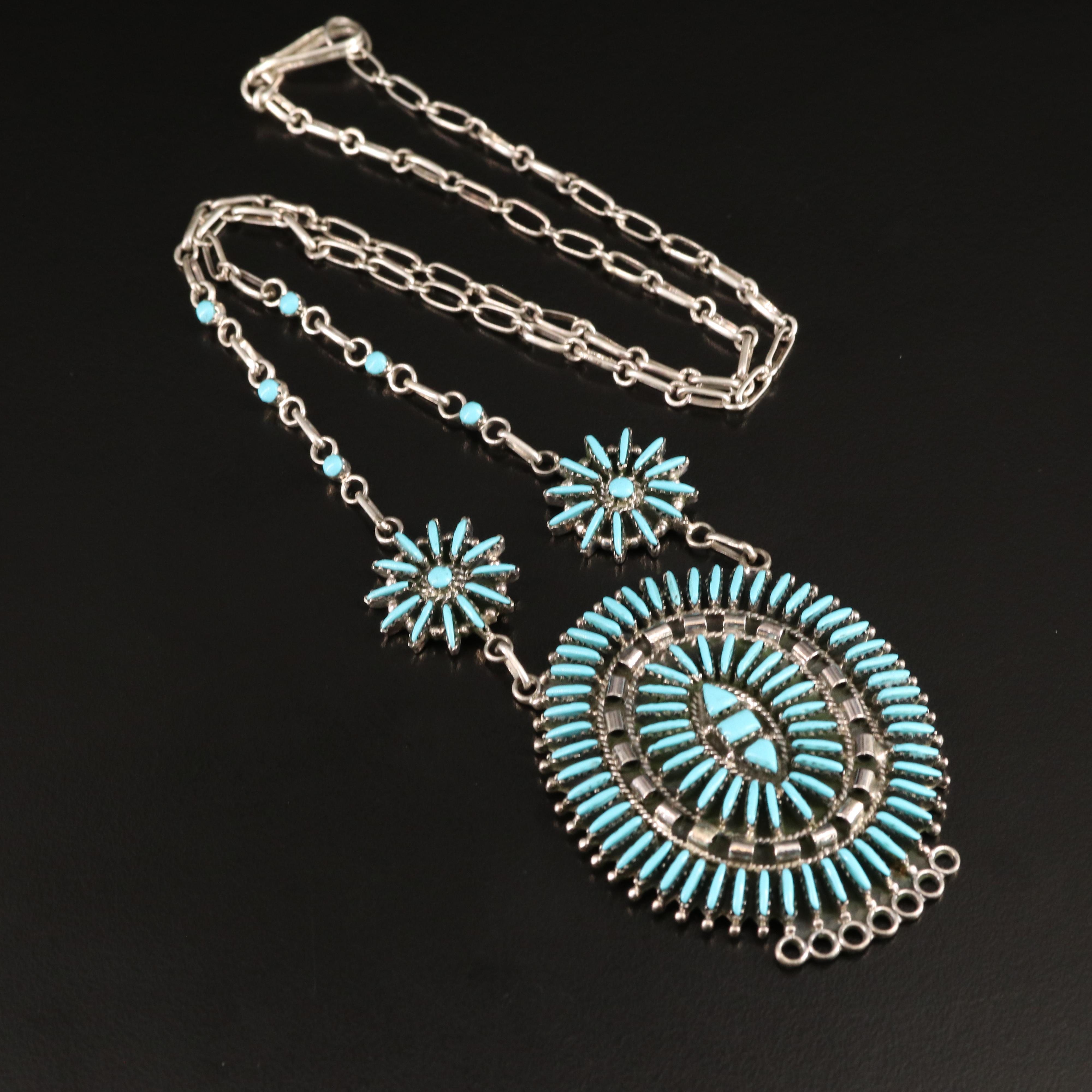 Southwestern Sterling Needlepoint Necklaces Including Turquoise EBTH